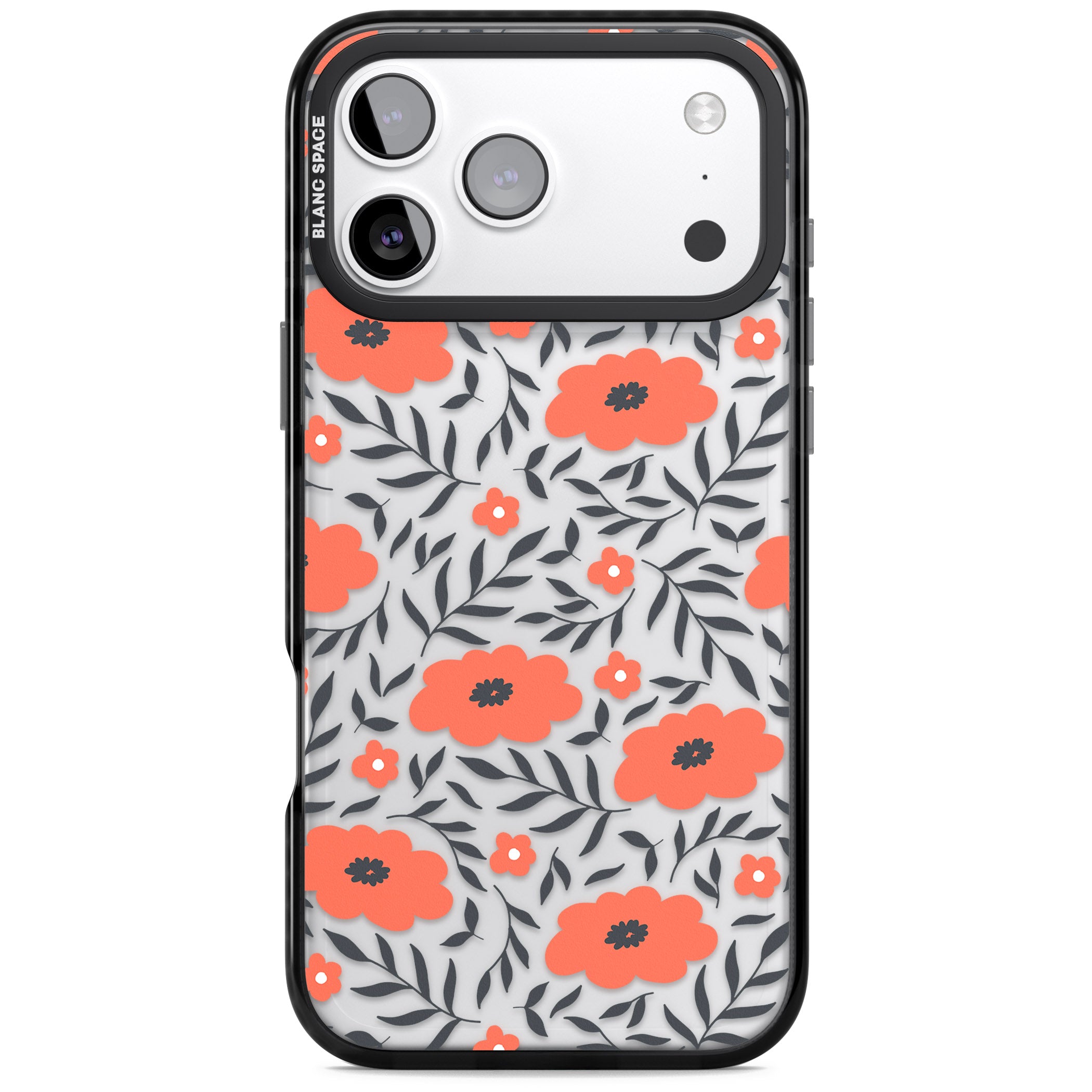 Red Poppy Floral iPhone 17 Pro Impact Black Phone Case