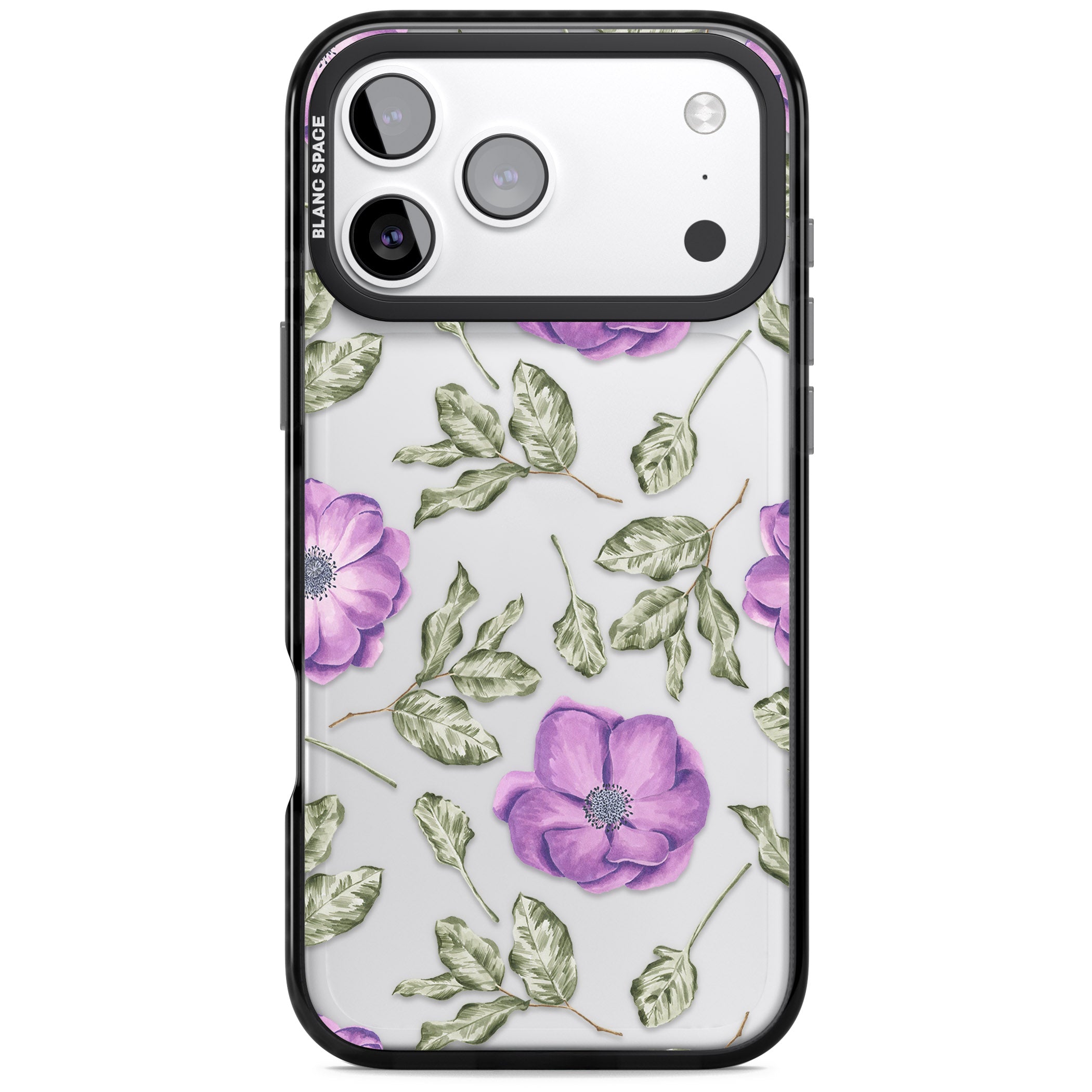 Purple Bloom Floral iPhone 17 Pro Impact Black Phone Case