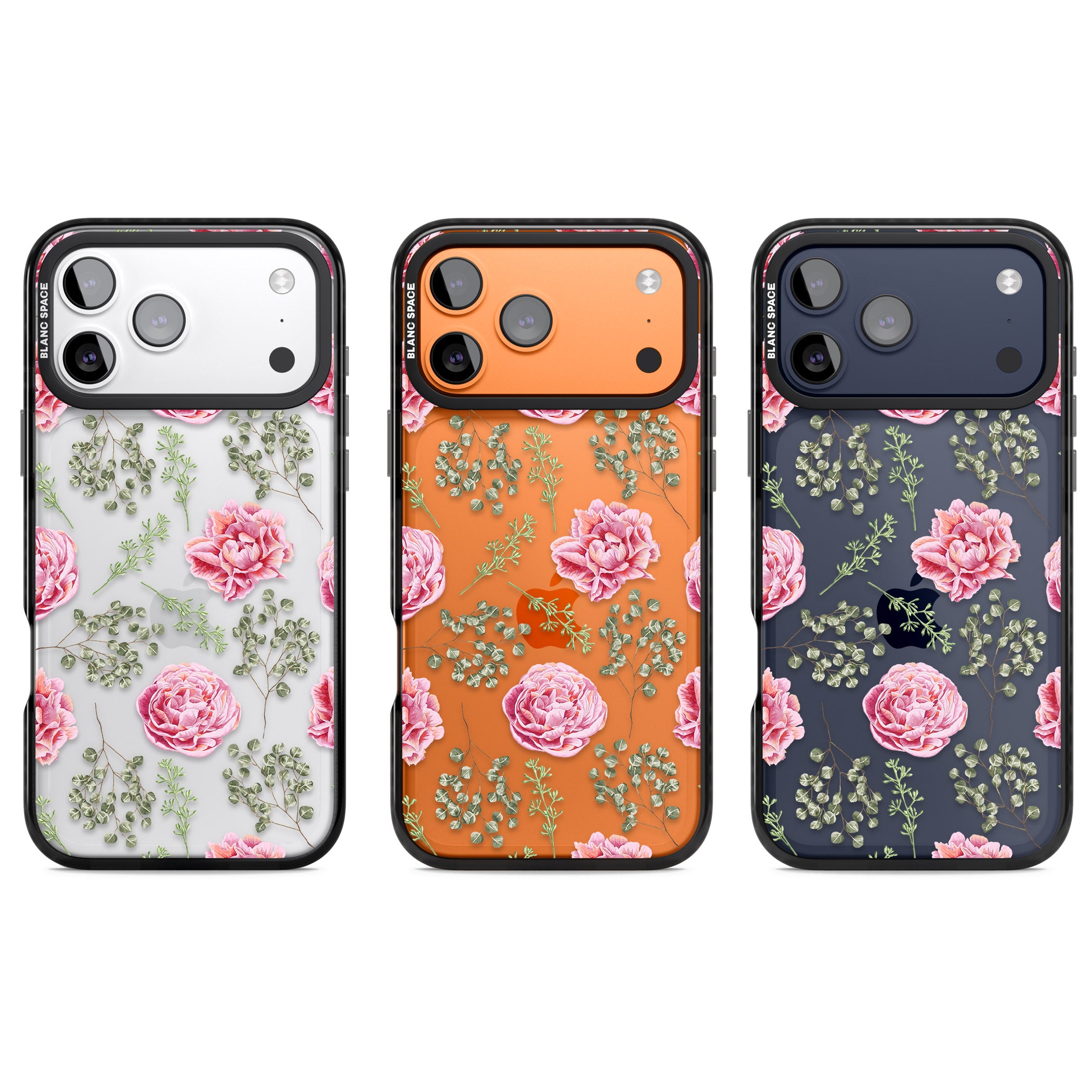 Roses & Eucalyptus Floral iPhone 17 Pro Impact Black Phone Case APT Impact Protection