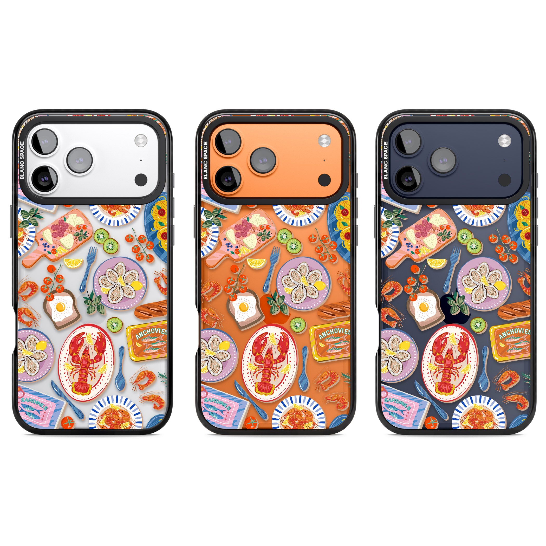 Seafood Pattern iPhone 17 Pro Impact Black Phone Case APT Impact Protection