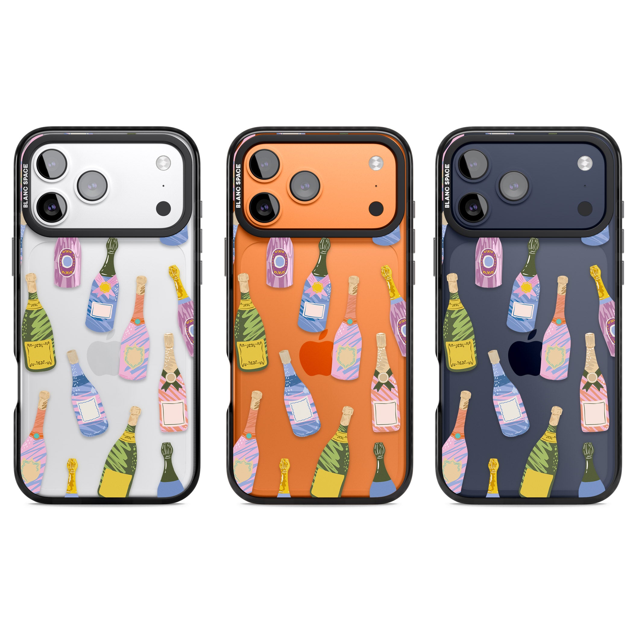 Champagne Pattern iPhone 17 Pro Impact Black Phone Case APT Impact Protection