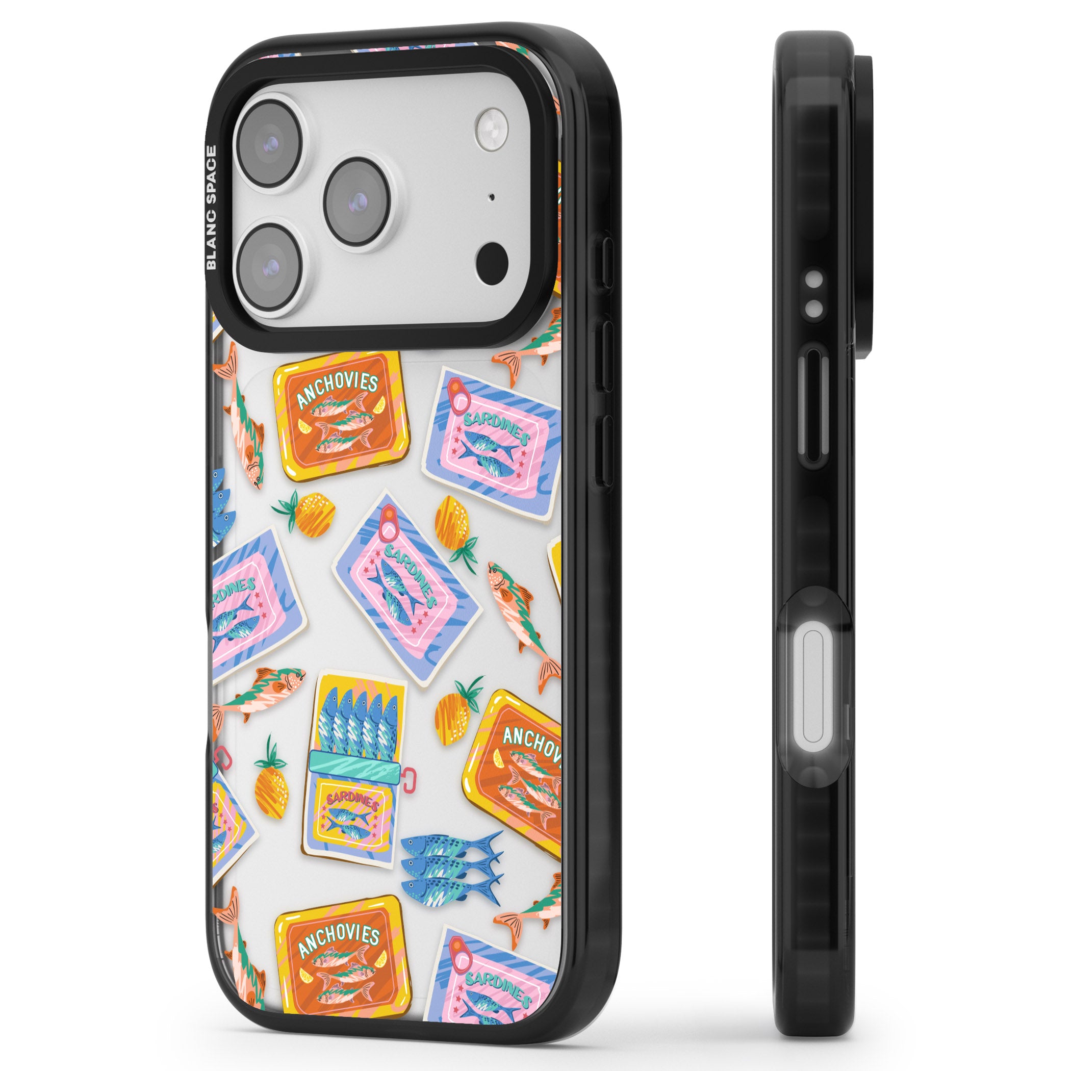 Sardines & Anchovies iPhone 17 Pro Impact Black Phone Case Side Profile