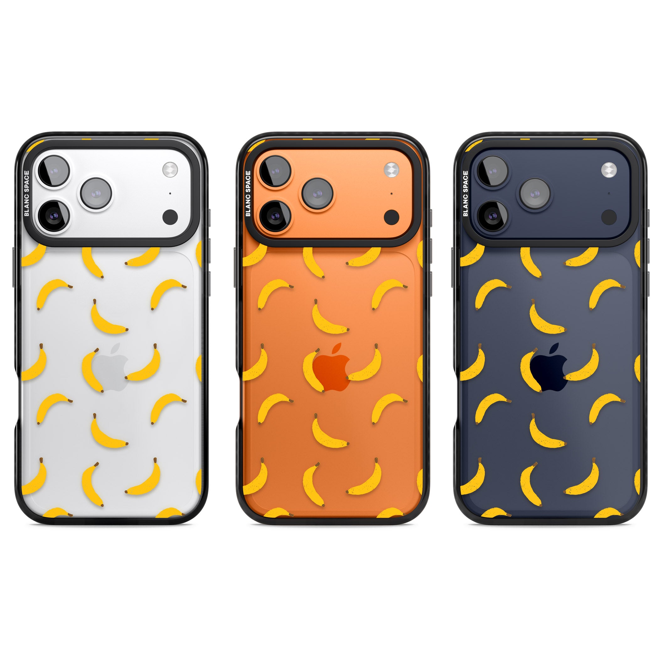 Banana Pattern iPhone 17 Pro Impact Black Phone Case APT Impact Protection