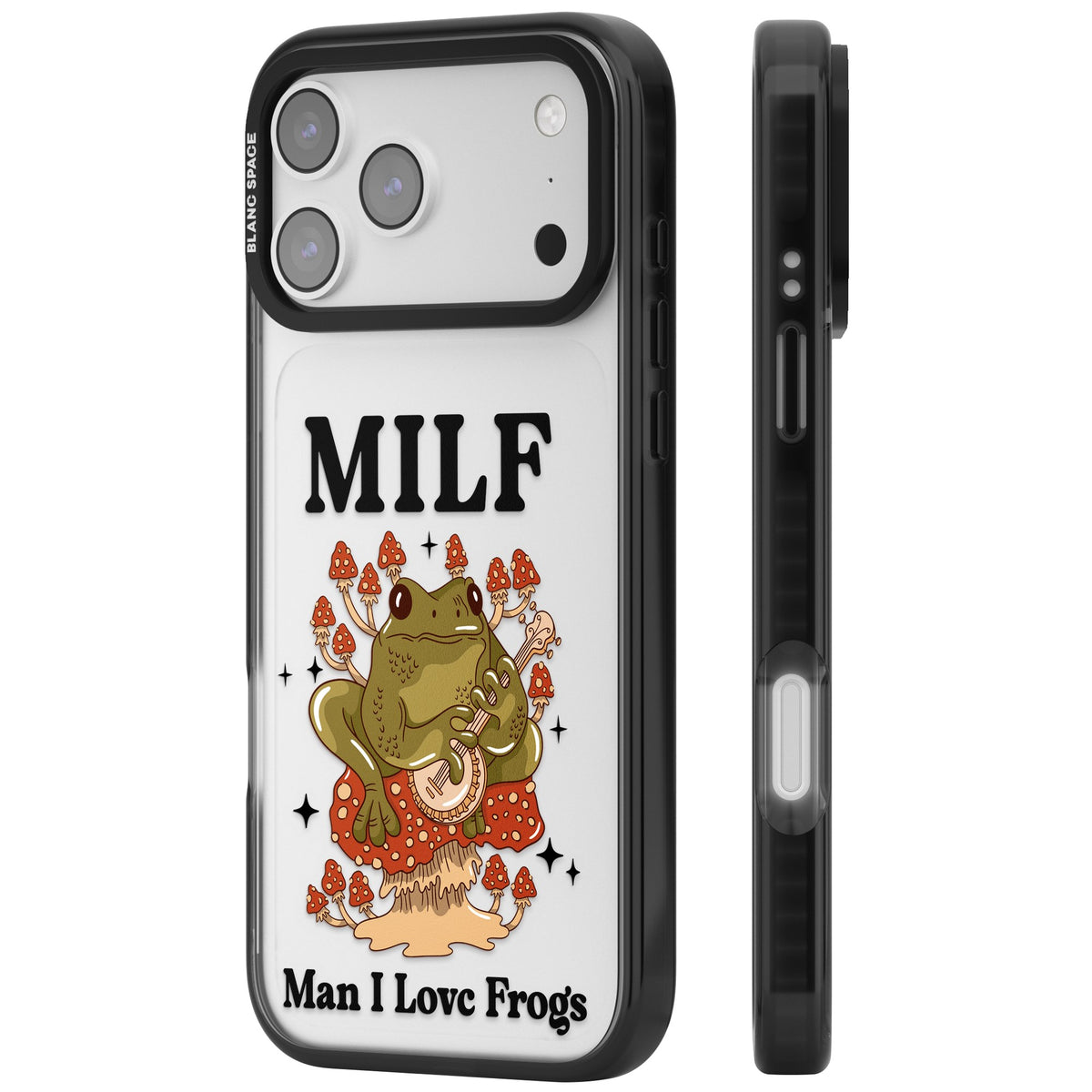 Man I Love Frogs iPhone 17 Pro Max Impact Black Phone Case side