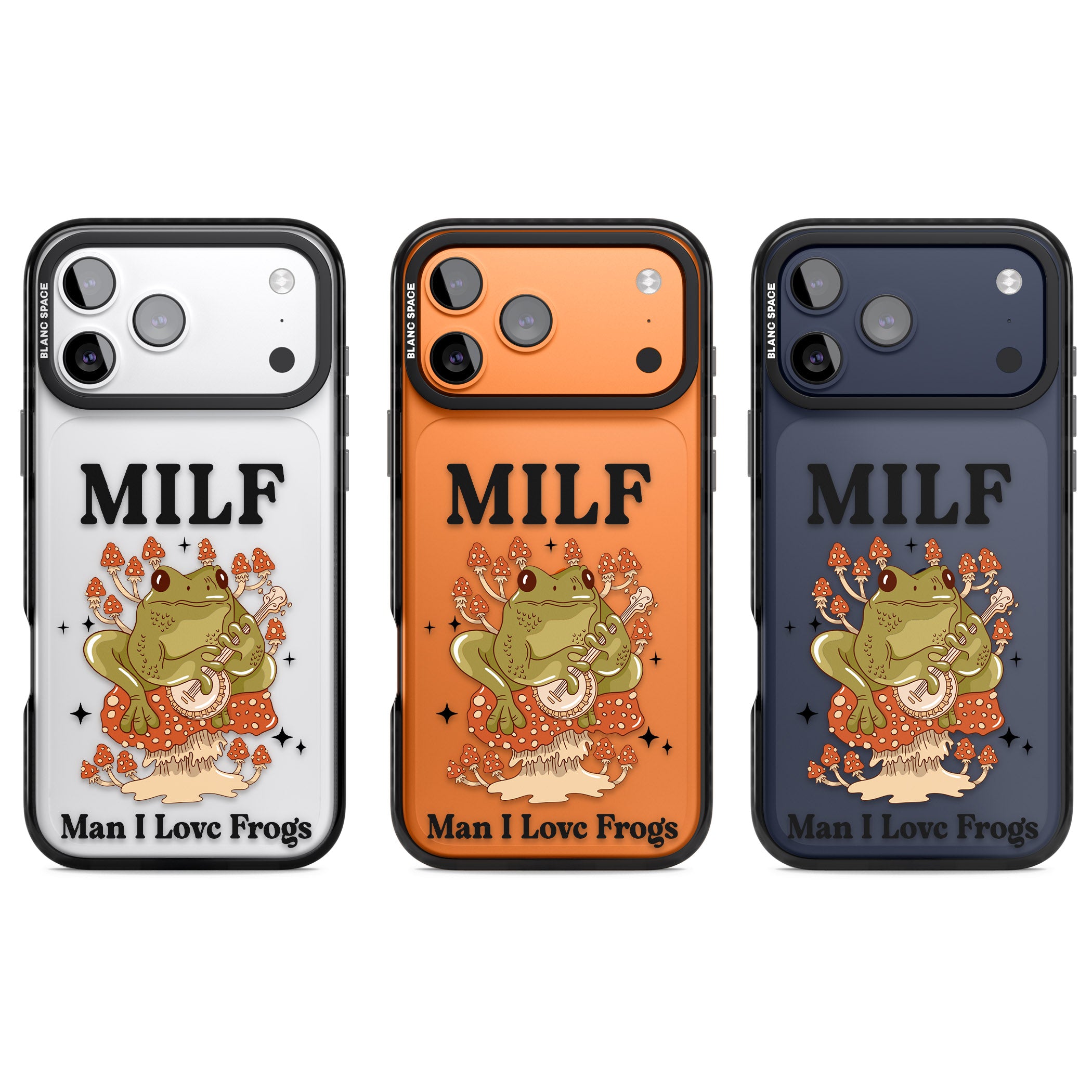 Man I Love Frogs iPhone 17 Pro Impact Black Phone Case APT Impact Protection