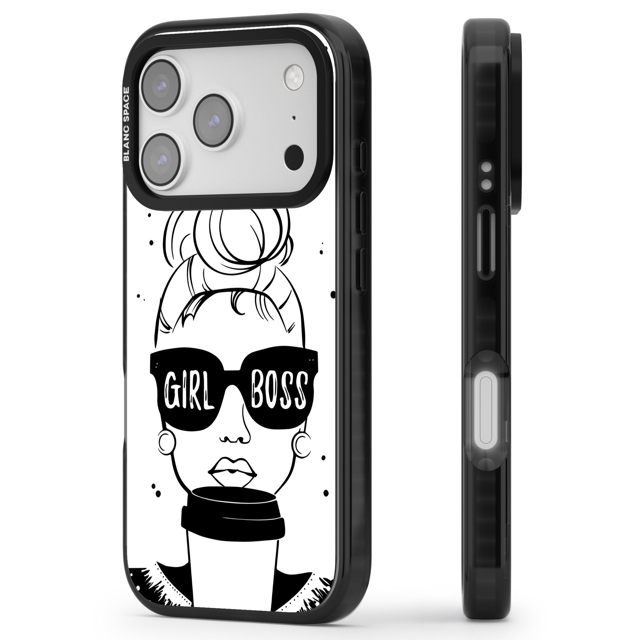 Girl Boss iPhone 17 Pro Impact Black Phone Case Side Profile