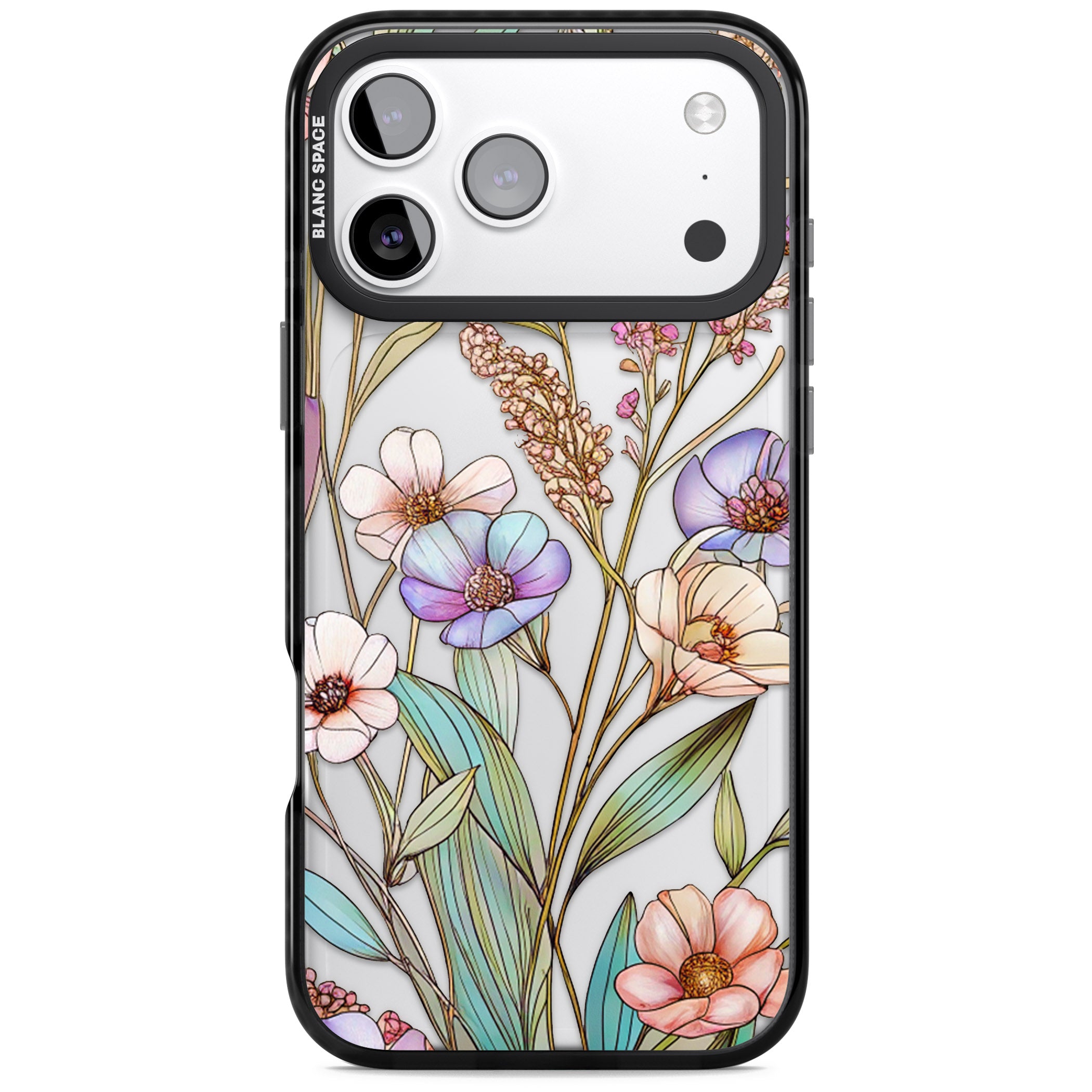 Glass Summer Flowers iPhone 17 Pro Impact Black Phone Case