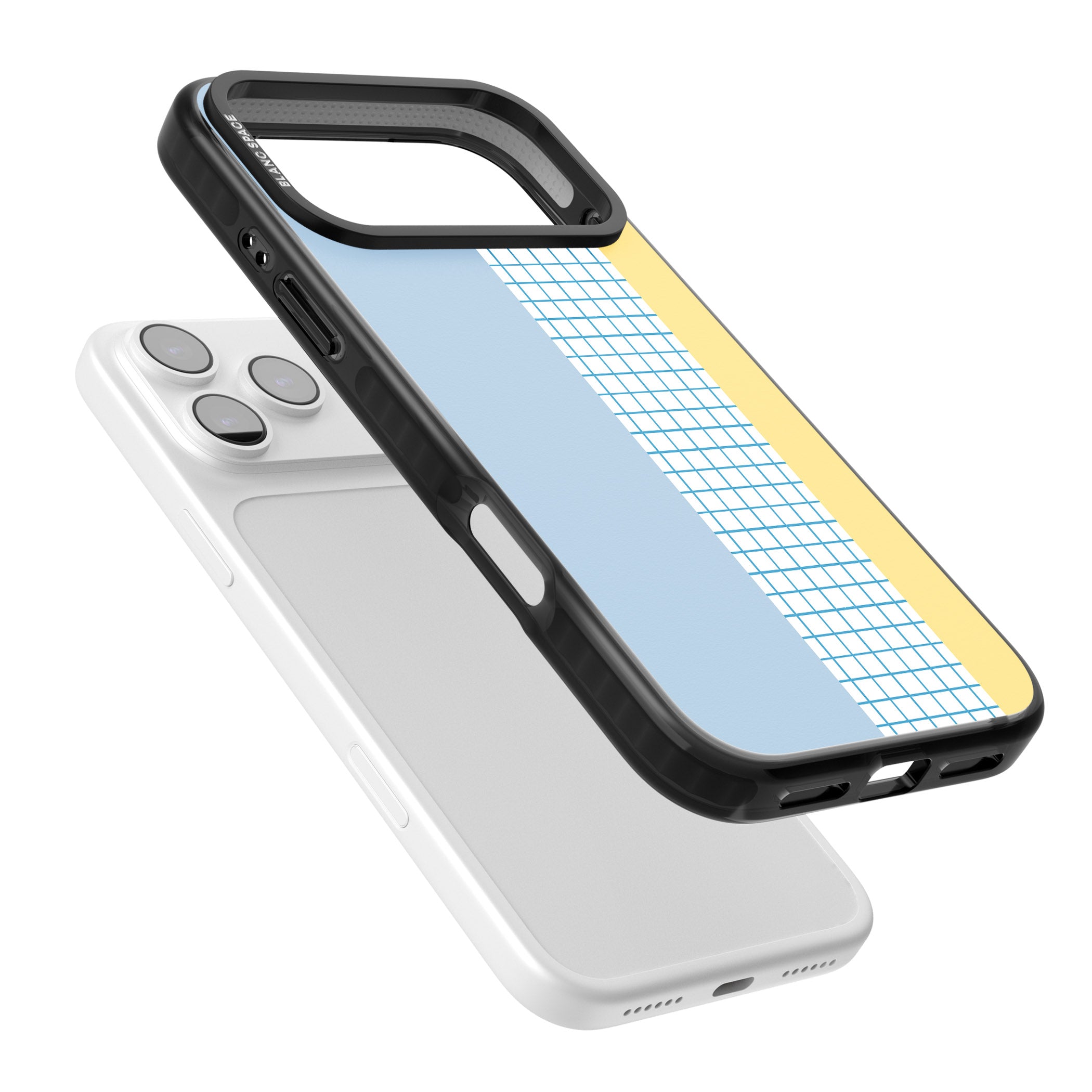 Abstract Grid Blue & Yellow iPhone 17 Pro Impact Black Phone Case Colours