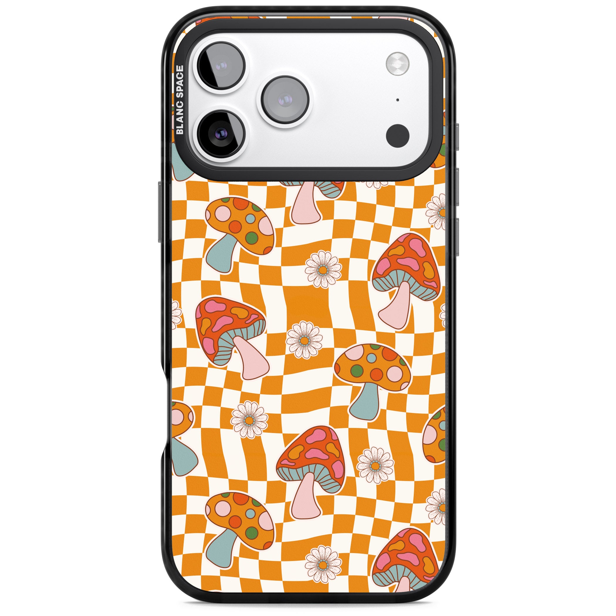 Wavy Checked Shrooms iPhone 17 Pro Impact Black Phone Case