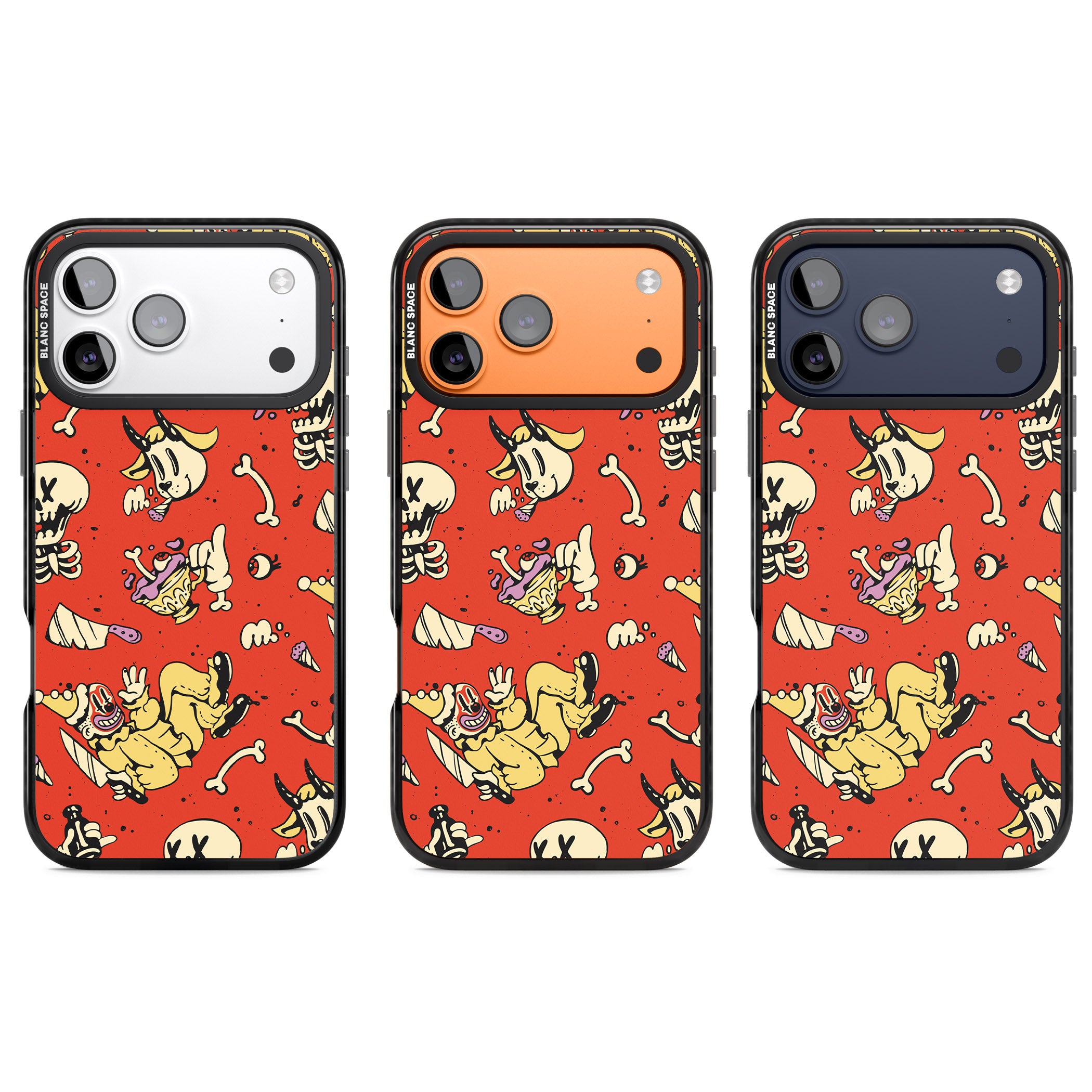 Red Retro Halloween Pattern iPhone 17 Pro Impact Black Phone Case APT Impact Protection