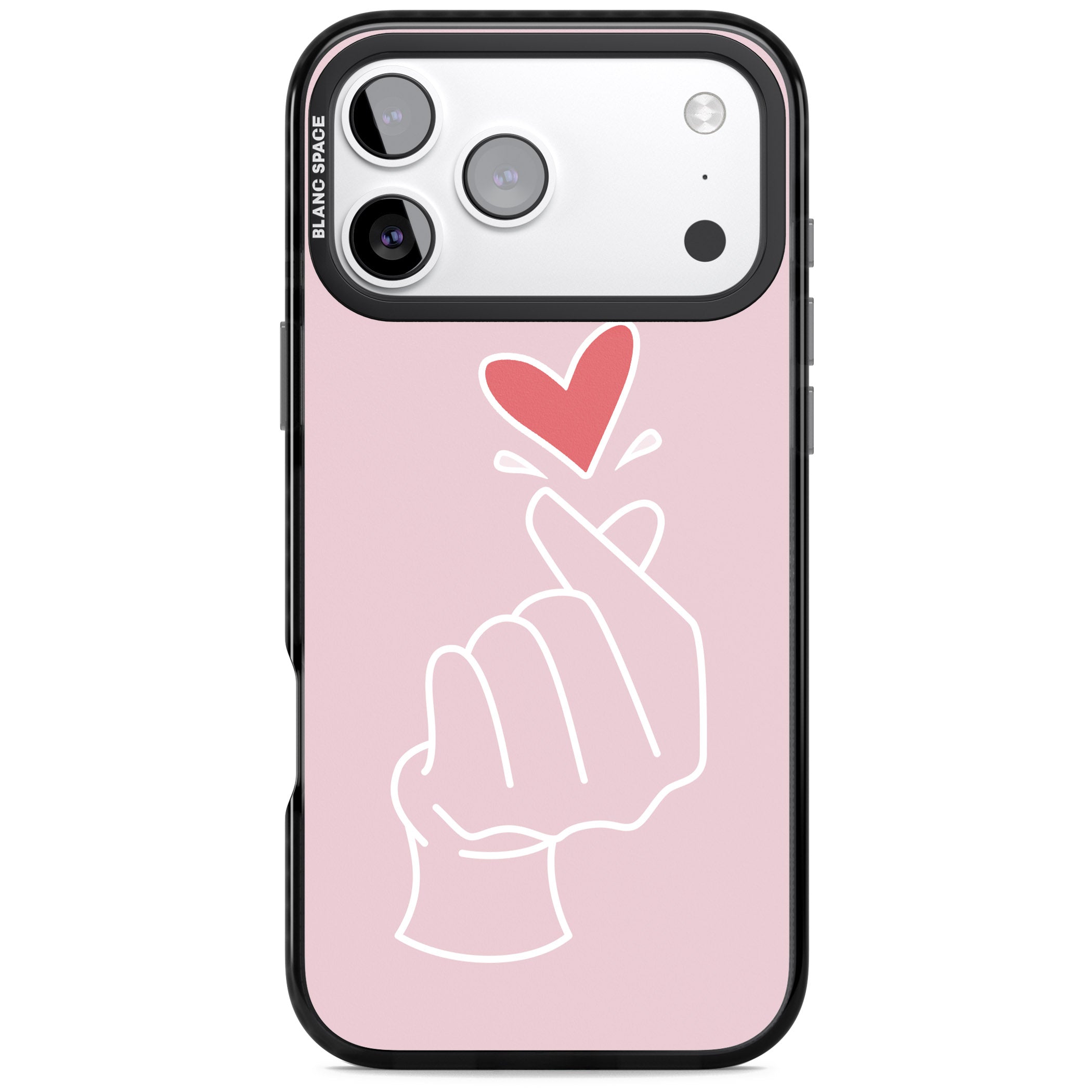 Pink Heart Hand iPhone 17 Pro Impact Black Phone Case