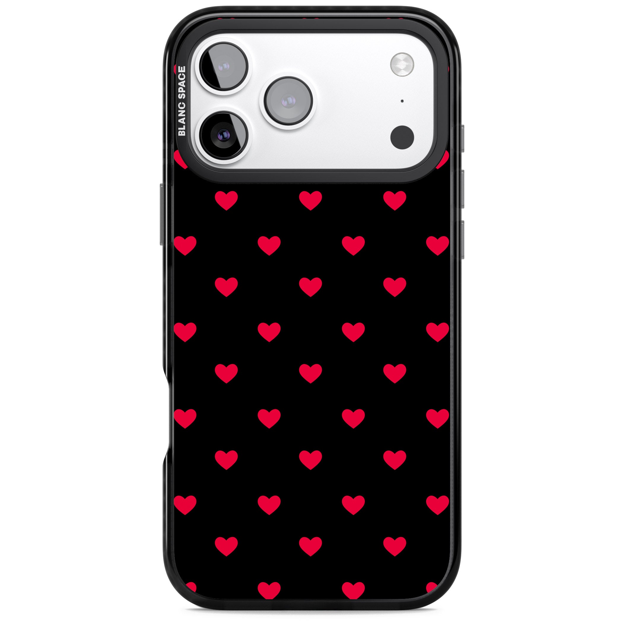 Small Heart Pattern: Red & iPhone 17 Pro Impact Black Phone Case