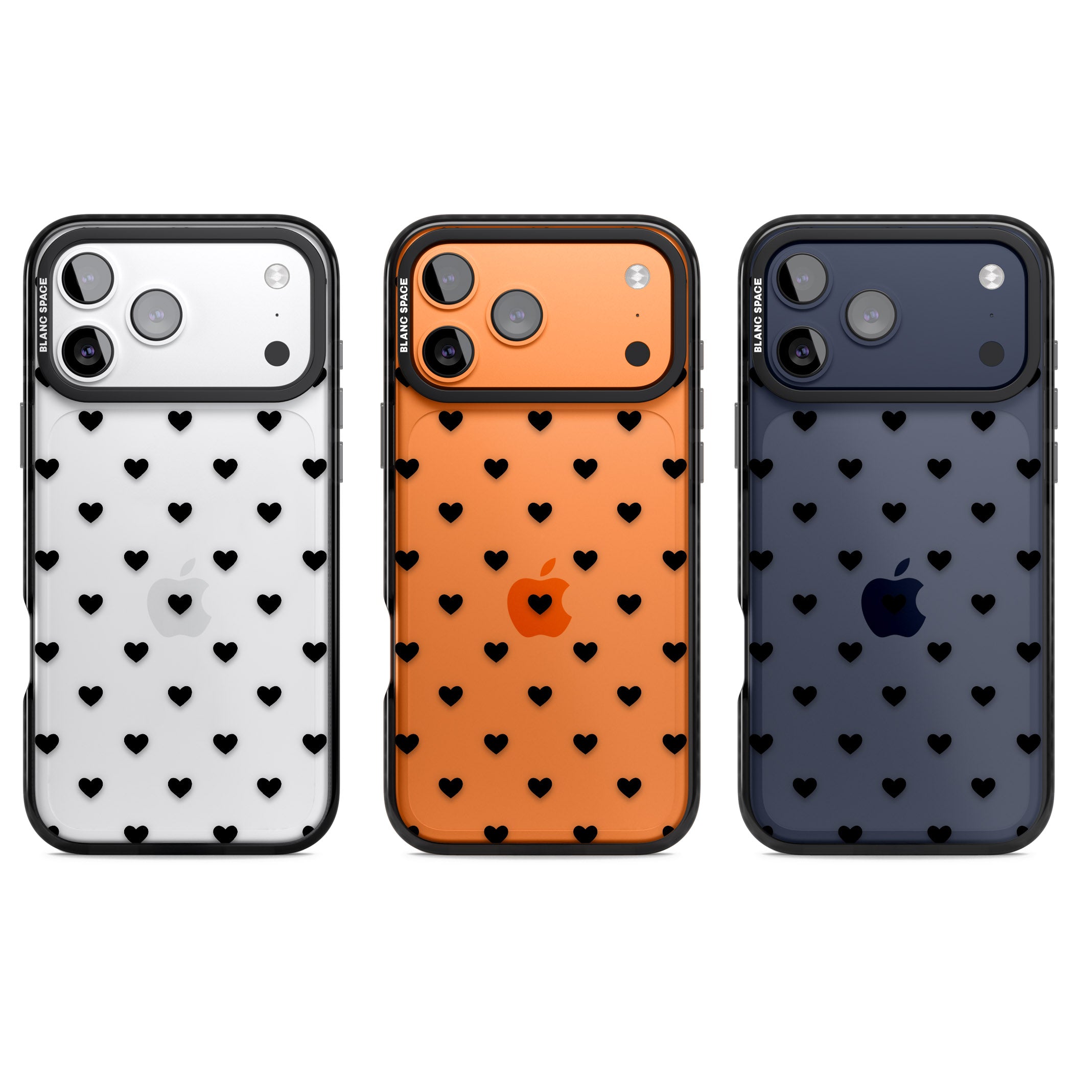 Small Heart Pattern: White & iPhone 17 Pro Impact Black Phone Case APT Impact Protection