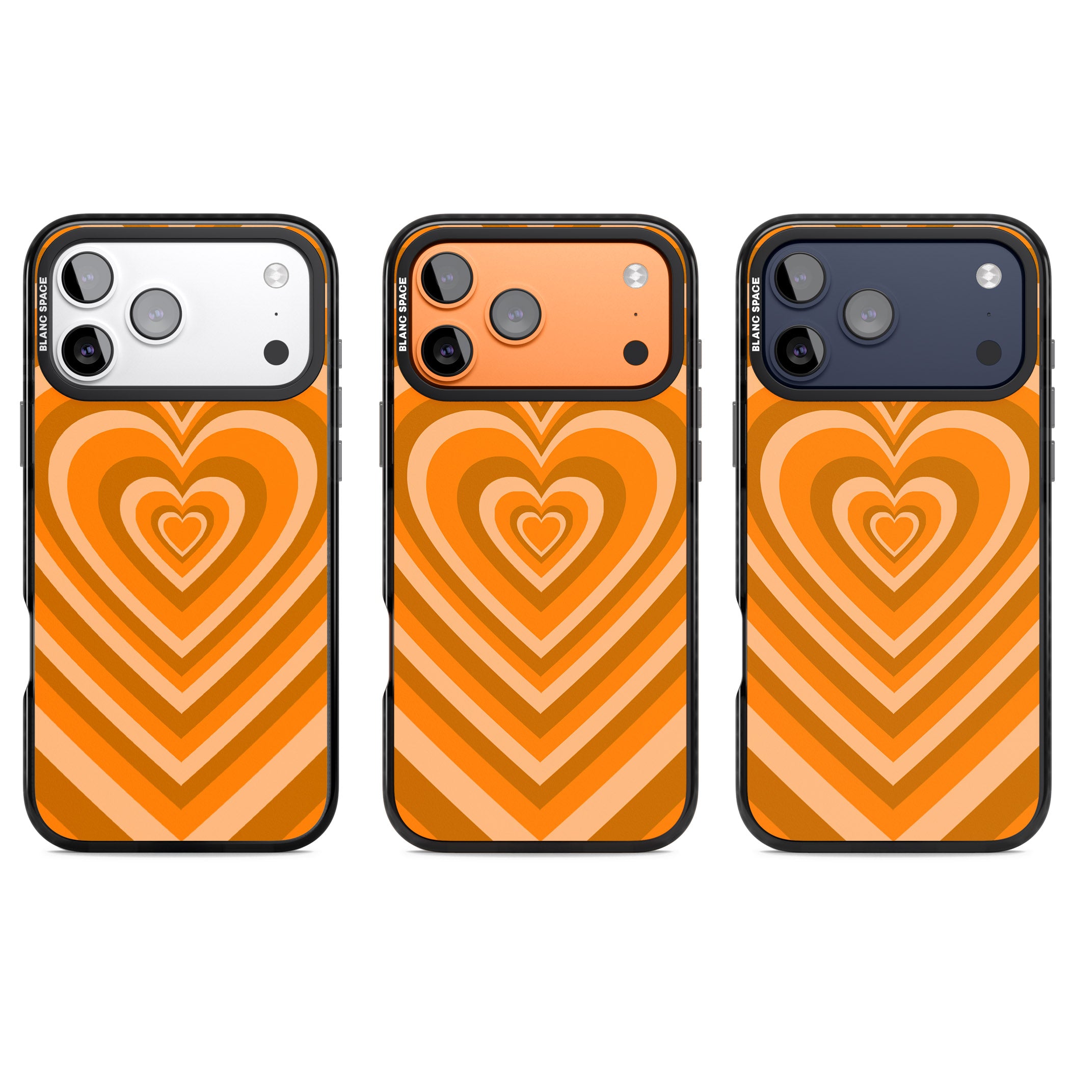 Orange Heart Illusion iPhone 17 Pro Impact Black Phone Case APT Impact Protection