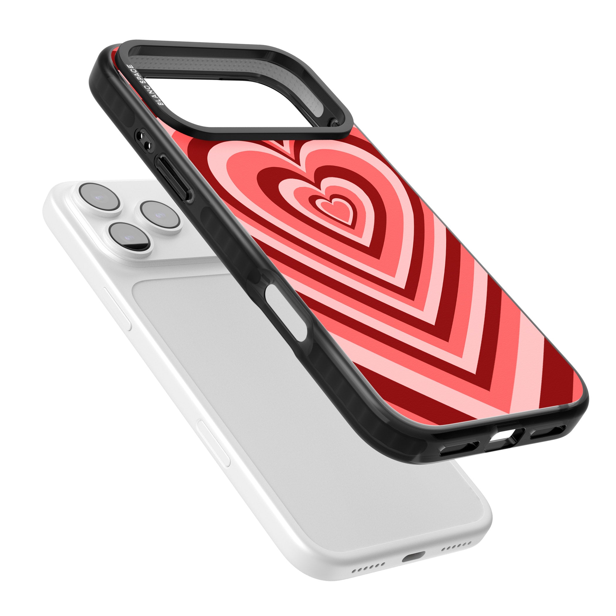 Red Heart Illusion iPhone 17 Pro Impact Black Phone Case Colours