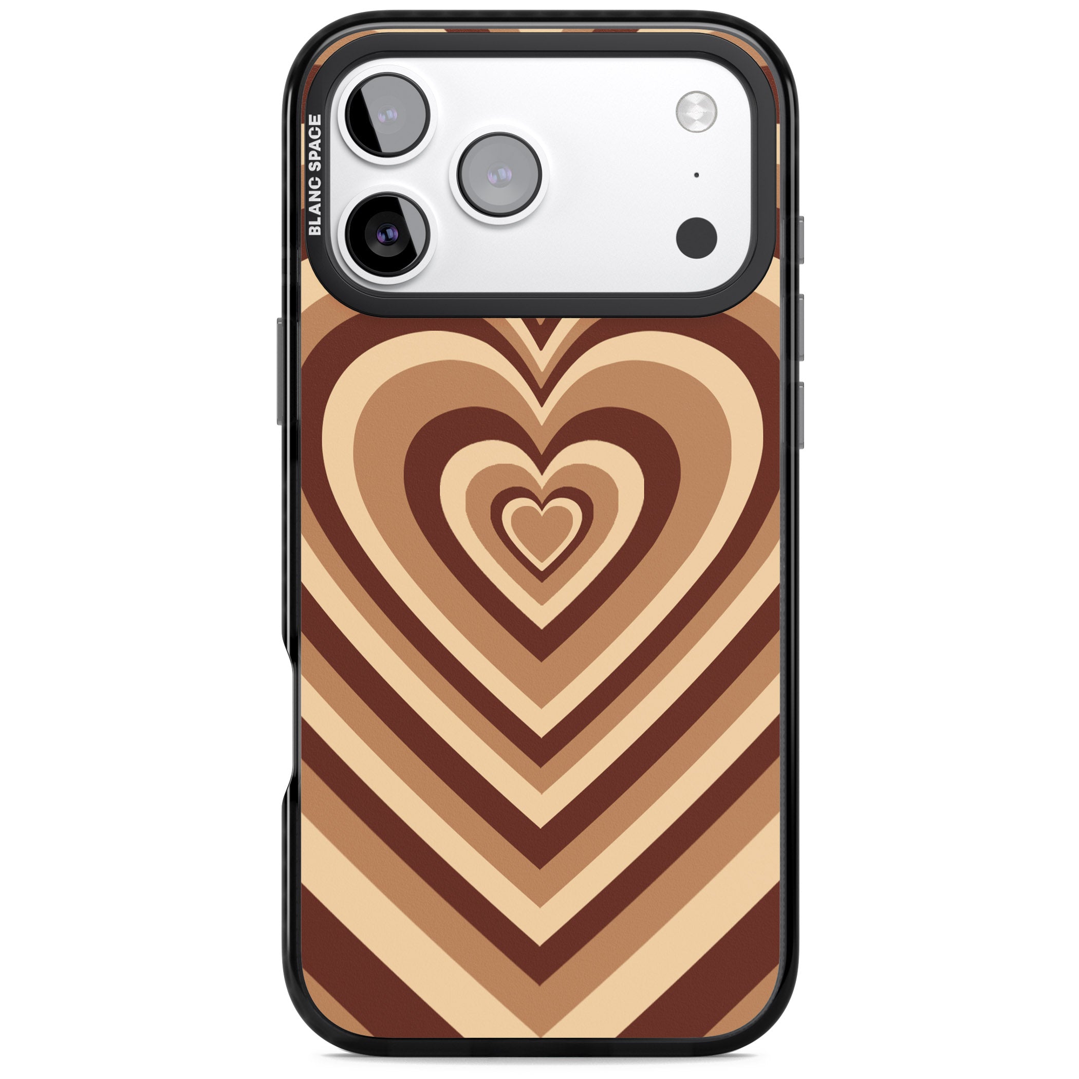 Latte Heart Illusion iPhone 17 Pro Impact Black Phone Case