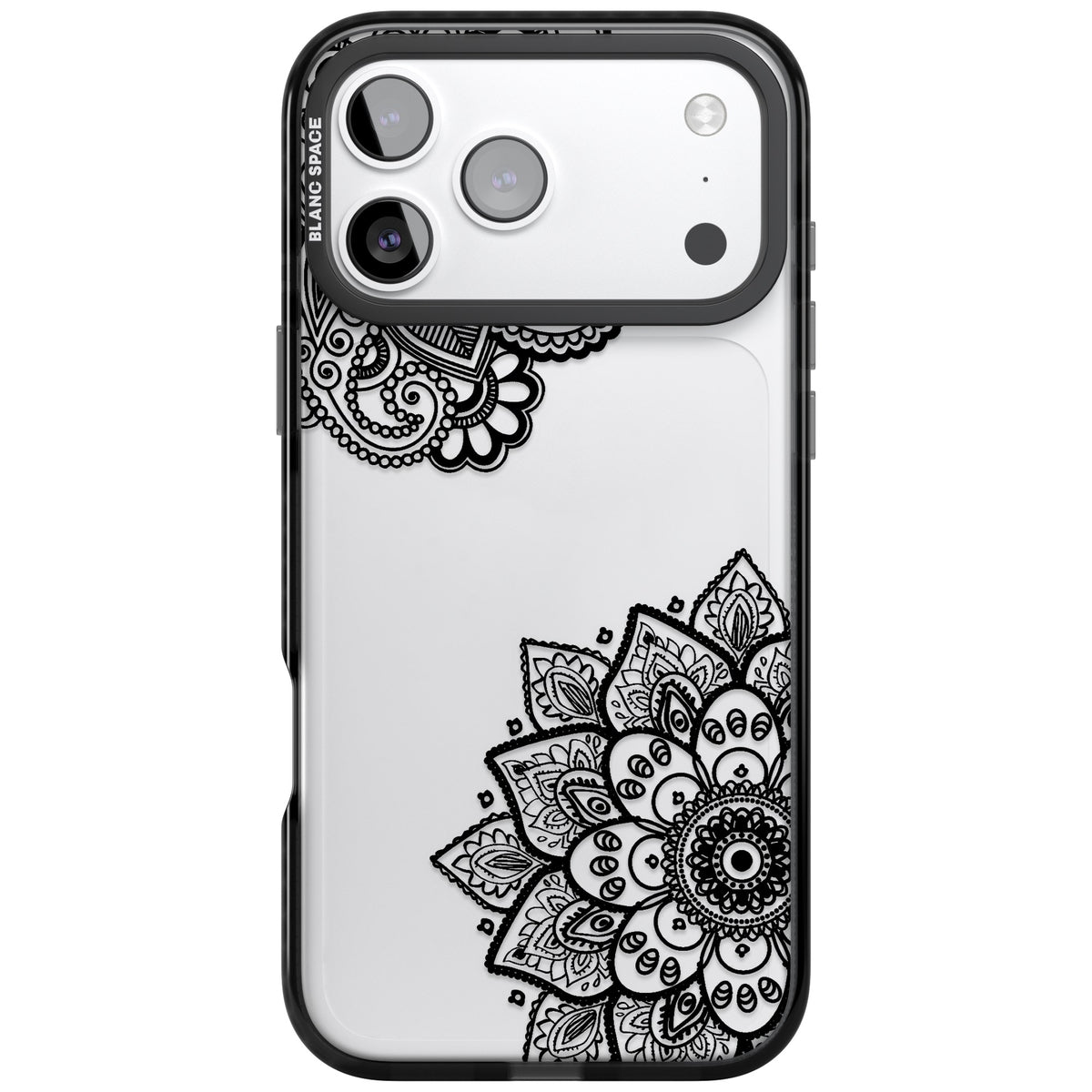 Black Henna Florals iPhone 17 Pro Max Impact Black Phone Case front