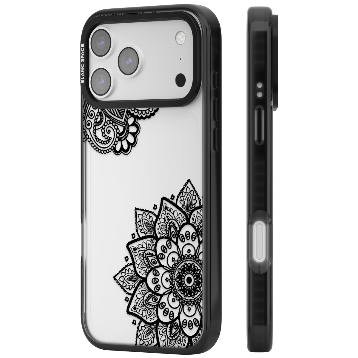 Black Henna Florals iPhone 17 Pro Max Impact Black Phone Case side