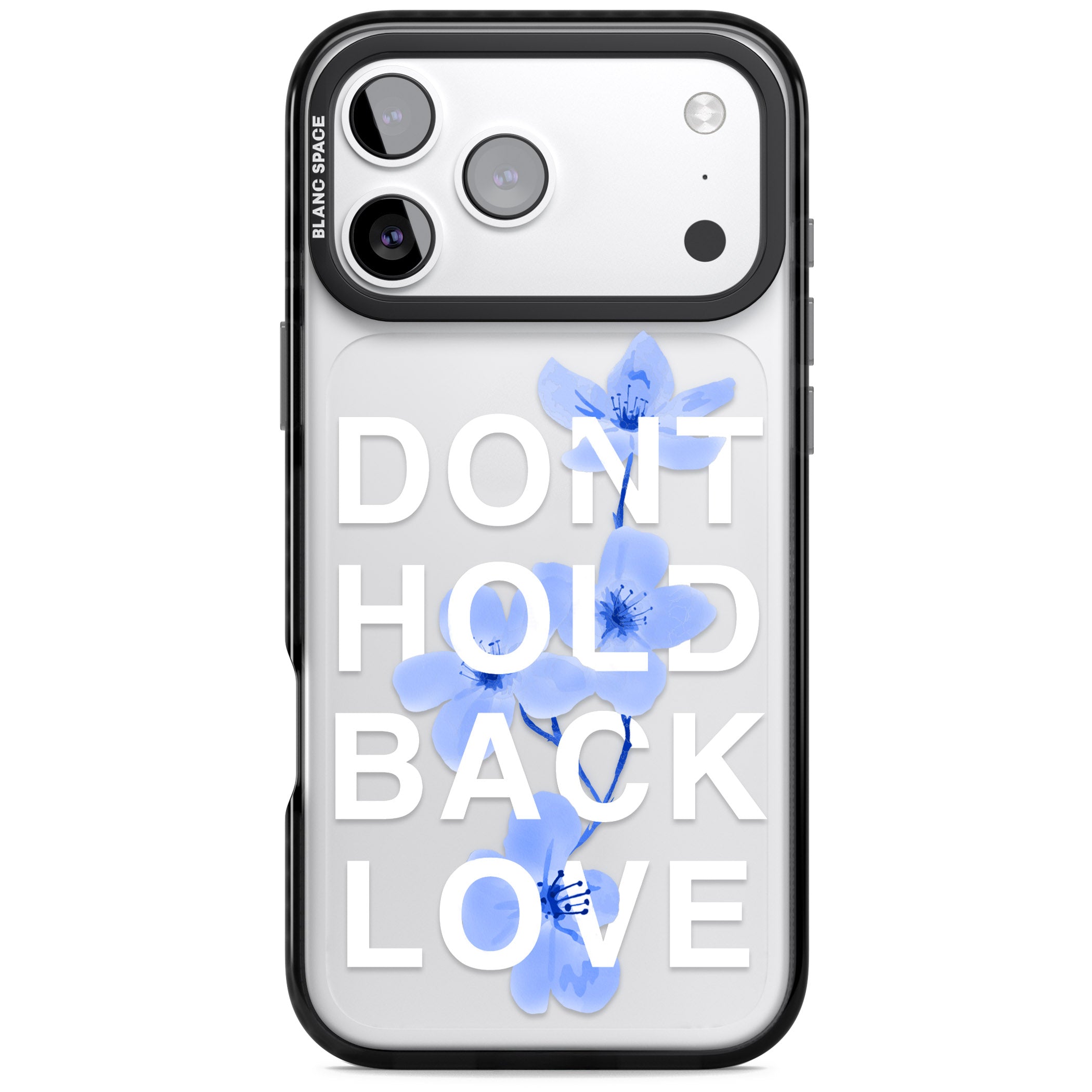 Don'T Hold Back Love Blue & White iPhone 17 Pro Impact Black Phone Case