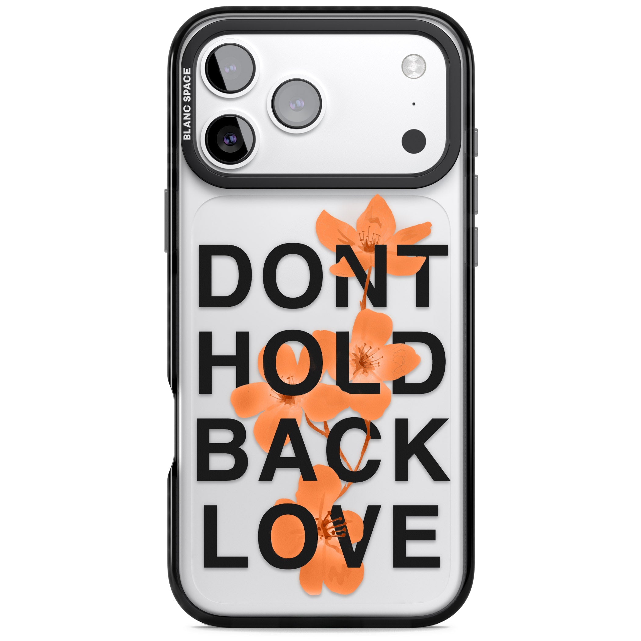 Don'T Hold Back Love Orange & Black iPhone 17 Pro Impact Black Phone Case