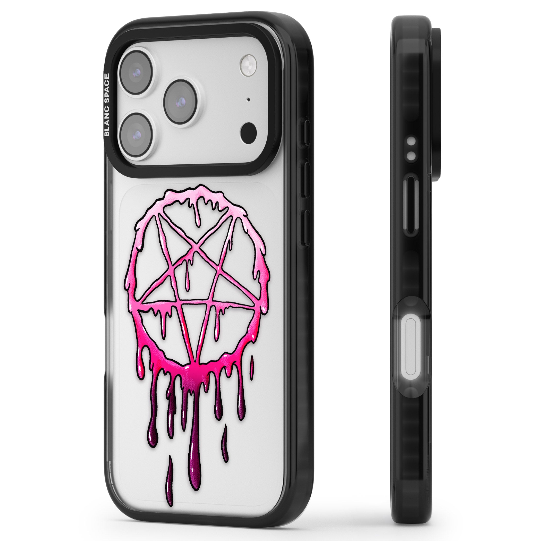 Pentagram Of Blood iPhone 17 Pro Impact Black Phone Case Side Profile