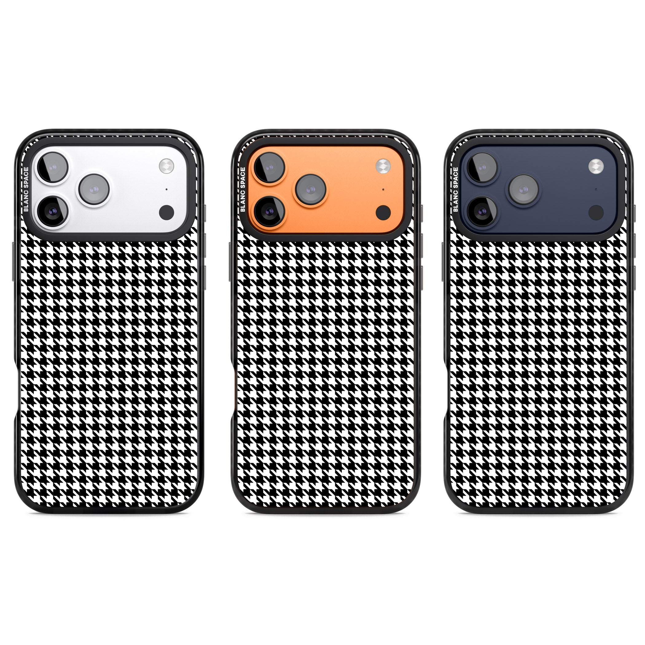Black Houndstooth Pattern iPhone 17 Pro Impact Black Phone Case APT Impact Protection