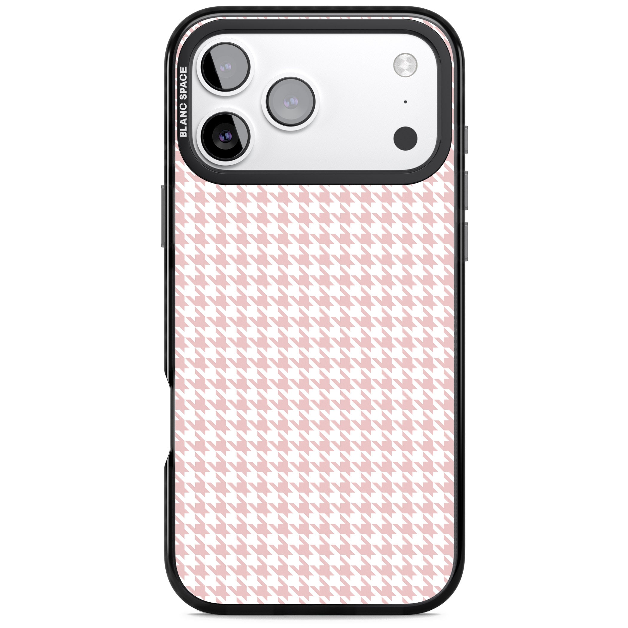 Pink Houndstooth Pattern iPhone 17 Pro Impact Black Phone Case