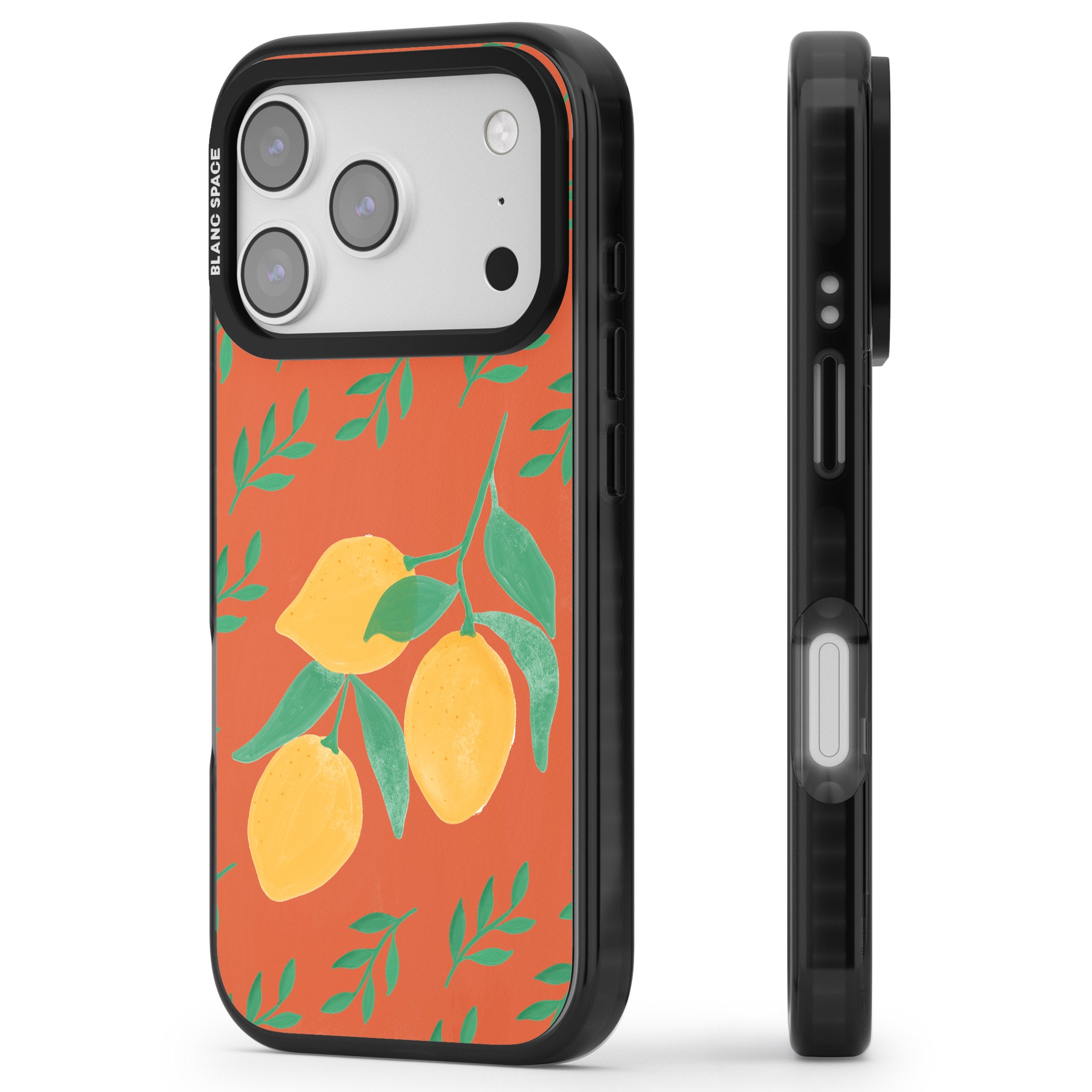 Tuscan Lemons iPhone 17 Pro Impact Black Phone Case Side Profile