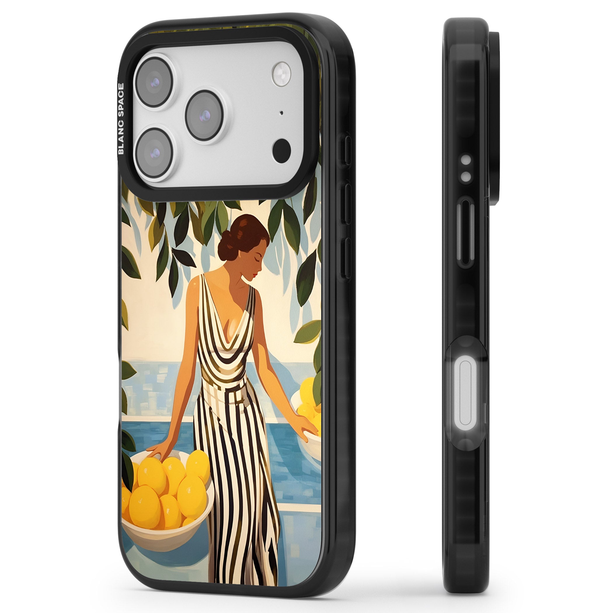 Lemon Picking iPhone 17 Pro Impact Black Phone Case Side Profile