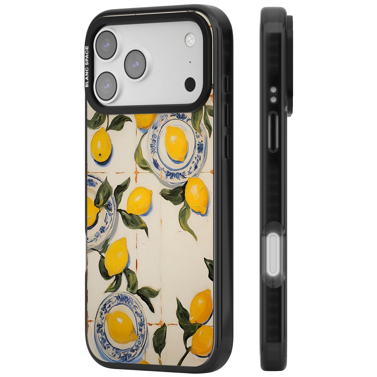 Lemons & Porcelain iPhone 17 Pro Max Impact Black Phone Case side