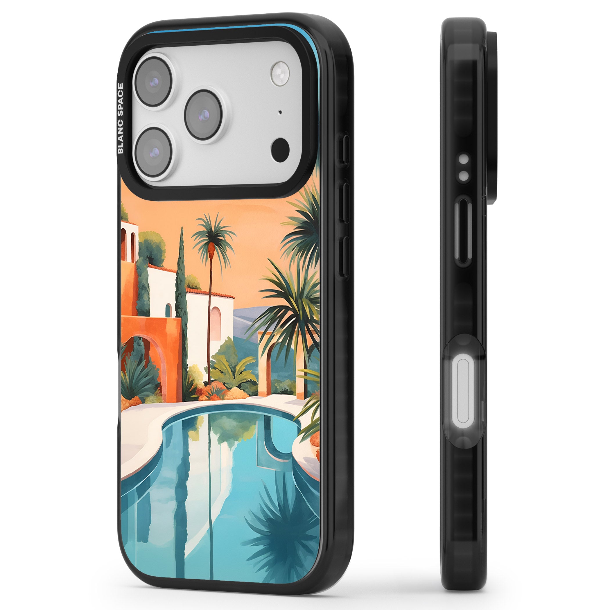 Villa Sunset iPhone 17 Pro Impact Black Phone Case Side Profile