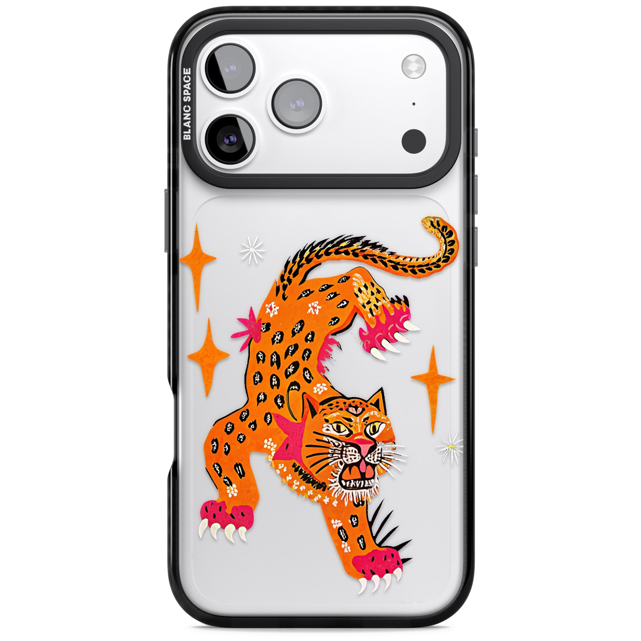 Fierce Jaguar Clear iPhone 17 Pro Impact Black Phone Case
