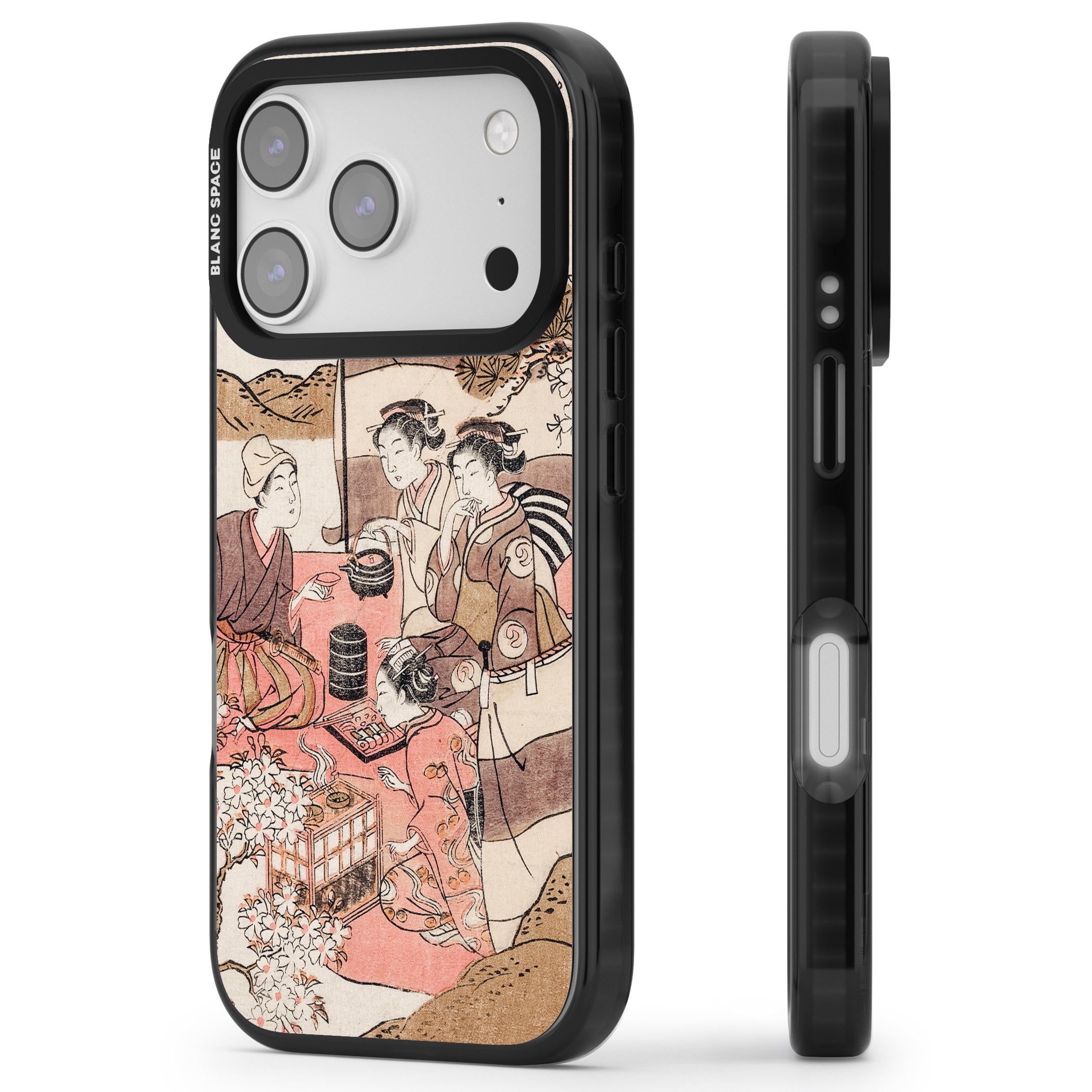 Japanese Afternoon Tea iPhone 17 Pro Impact Black Phone Case Side Profile
