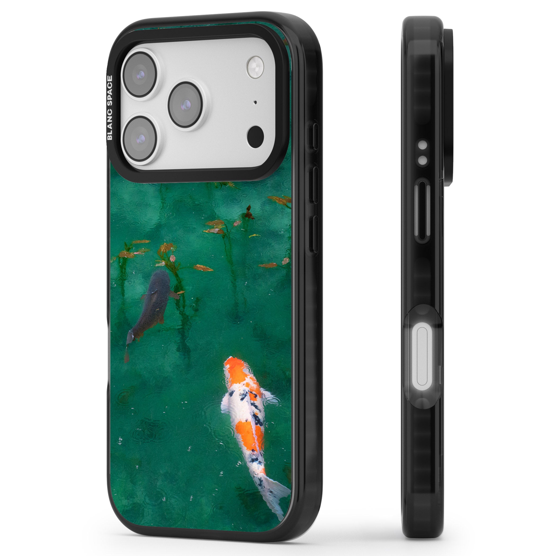 Koi Fish iPhone 17 Pro Impact Black Phone Case Side Profile