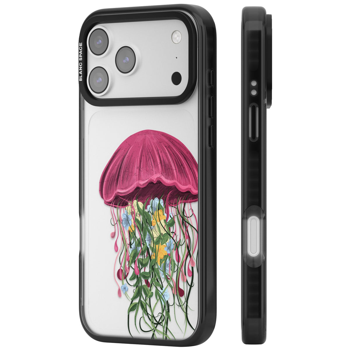 Botanical Jellyfish iPhone 17 Pro Max Impact Black Phone Case side