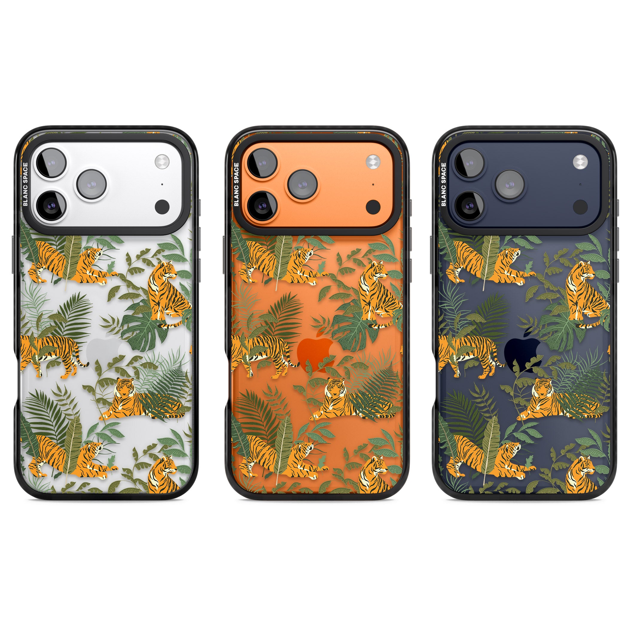 Tiger & Fern Jungle iPhone 17 Pro Impact Black Phone Case APT Impact Protection