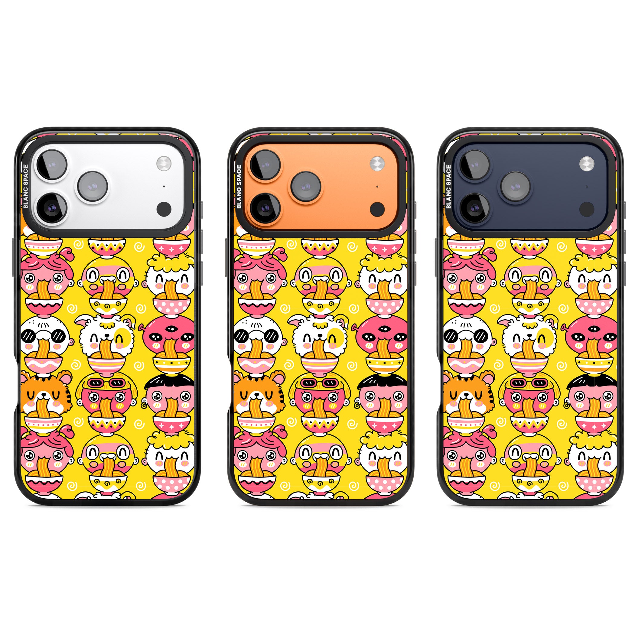 Ramen Noodle Kawaii Pattern iPhone 17 Pro Impact Black Phone Case APT Impact Protection