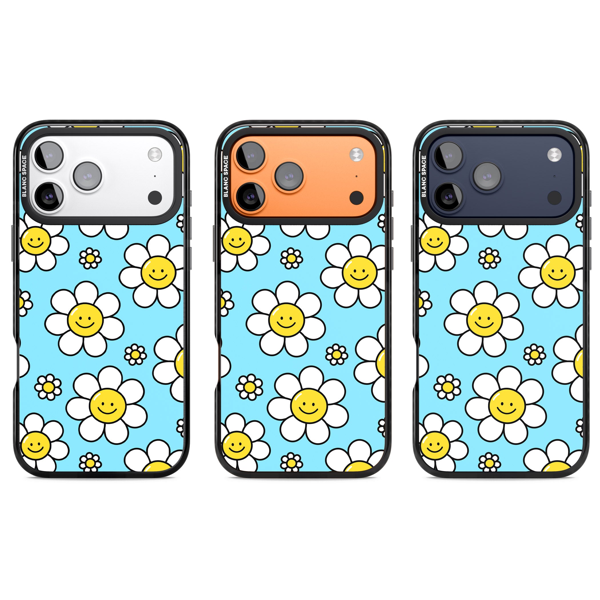 Daisy Faces Kawaii Pattern iPhone 17 Pro Impact Black Phone Case APT Impact Protection