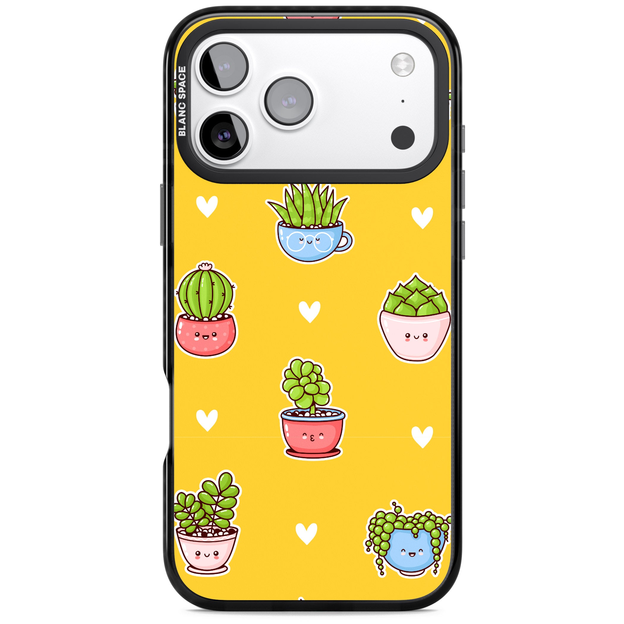Plant Faces Kawaii Pattern iPhone 17 Pro Impact Black Phone Case