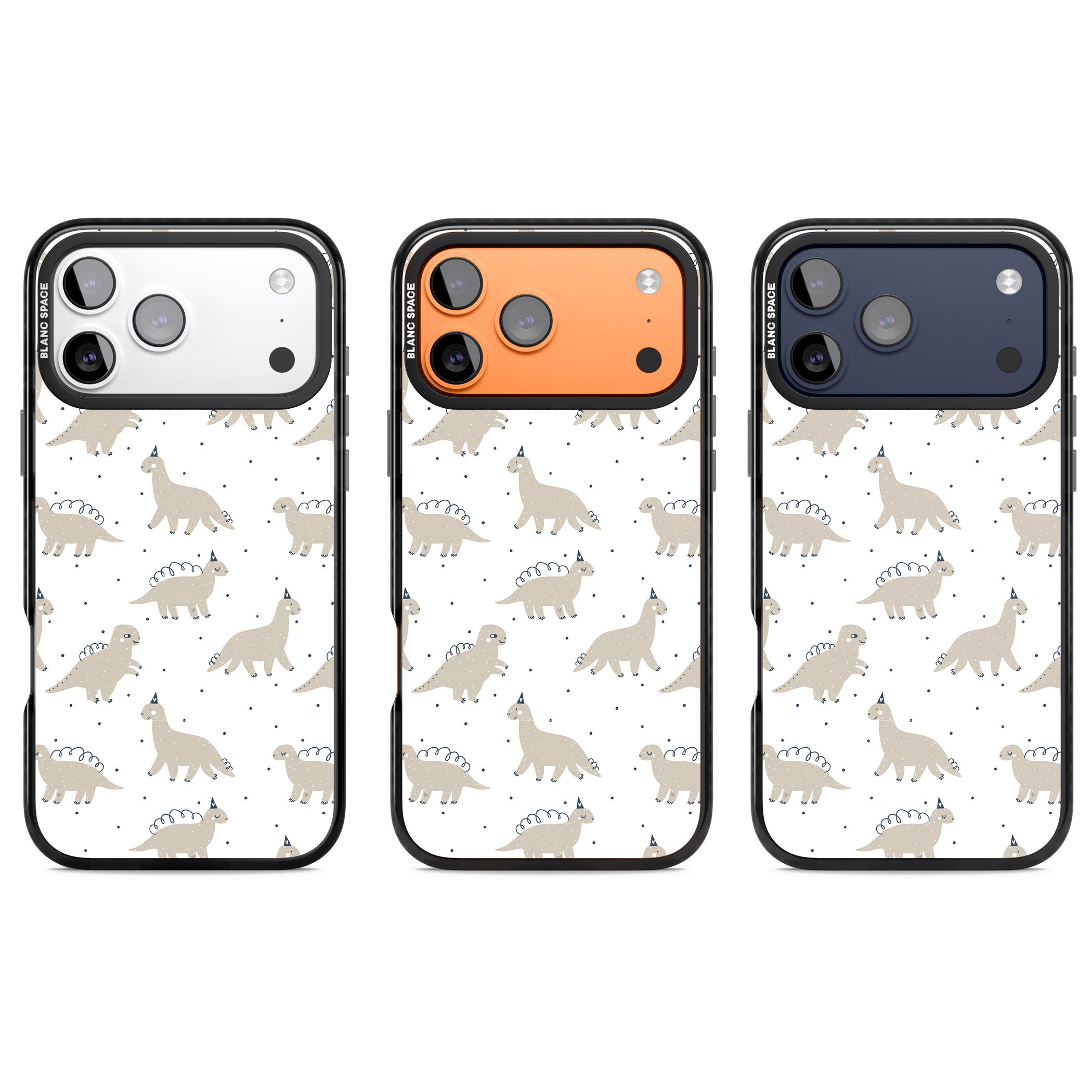 Party Dino Pattern iPhone 17 Pro Impact Black Phone Case APT Impact Protection