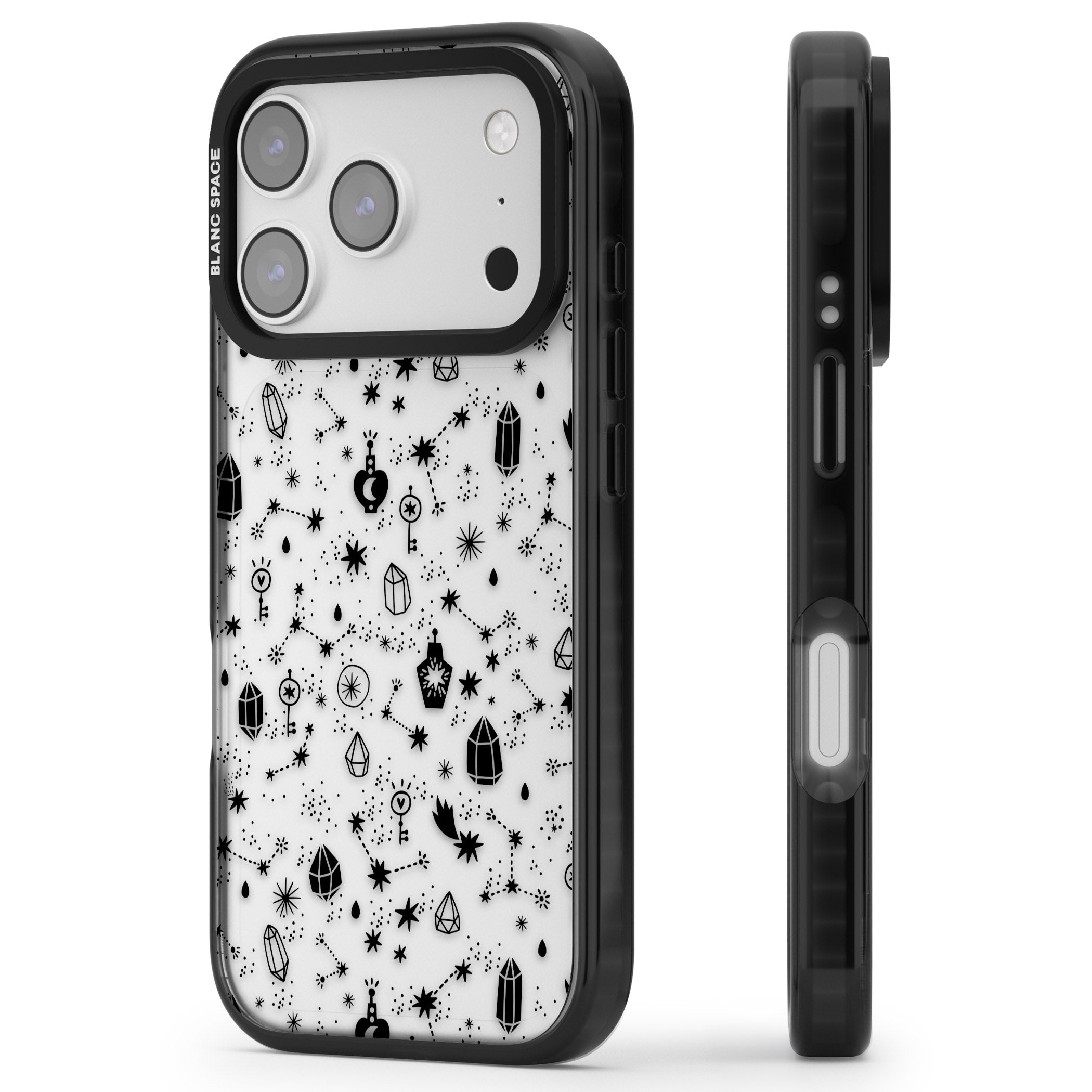 Black Cosmic Crystal iPhone 17 Pro Impact Black Phone Case Side Profile