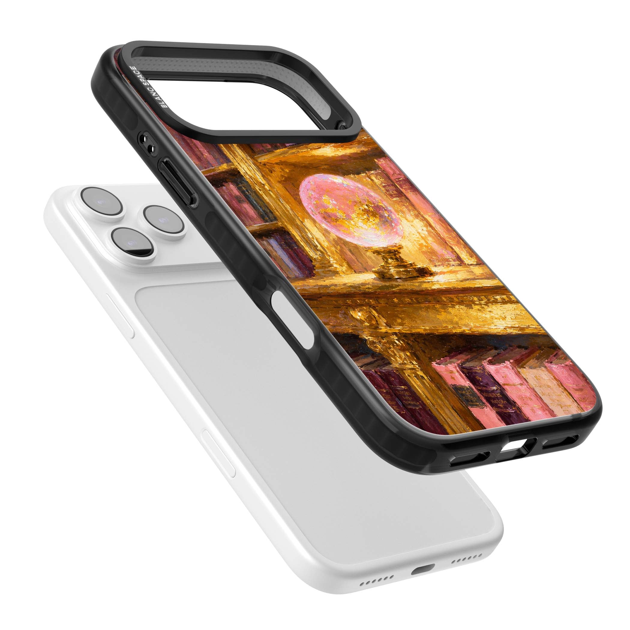Gilded Library dark academia iPhone case featuring an oil painted crystal ball on a gilded library shelf with vintage | Clear Impact case for iPhone 17 Pro, iPhone 17 Pro Max