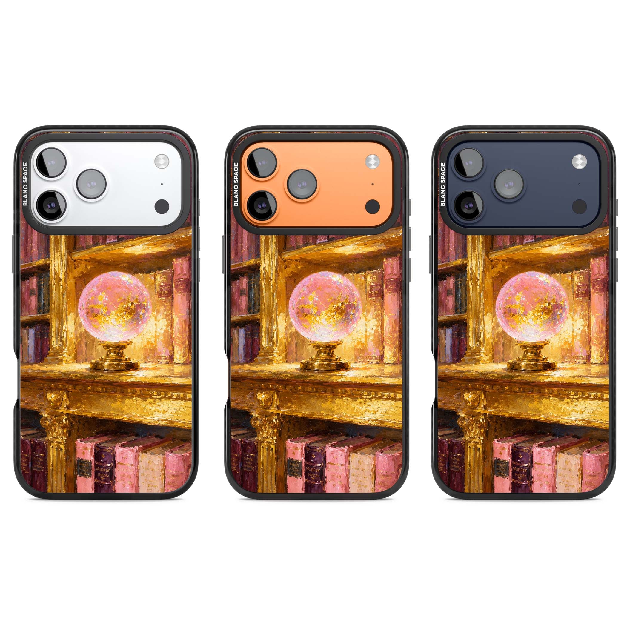 Gilded Library dark academia iPhone case featuring an oil painted crystal ball on a gilded library shelf with vintage | Clear Impact case for iPhone 17 Pro, iPhone 17 Pro Max