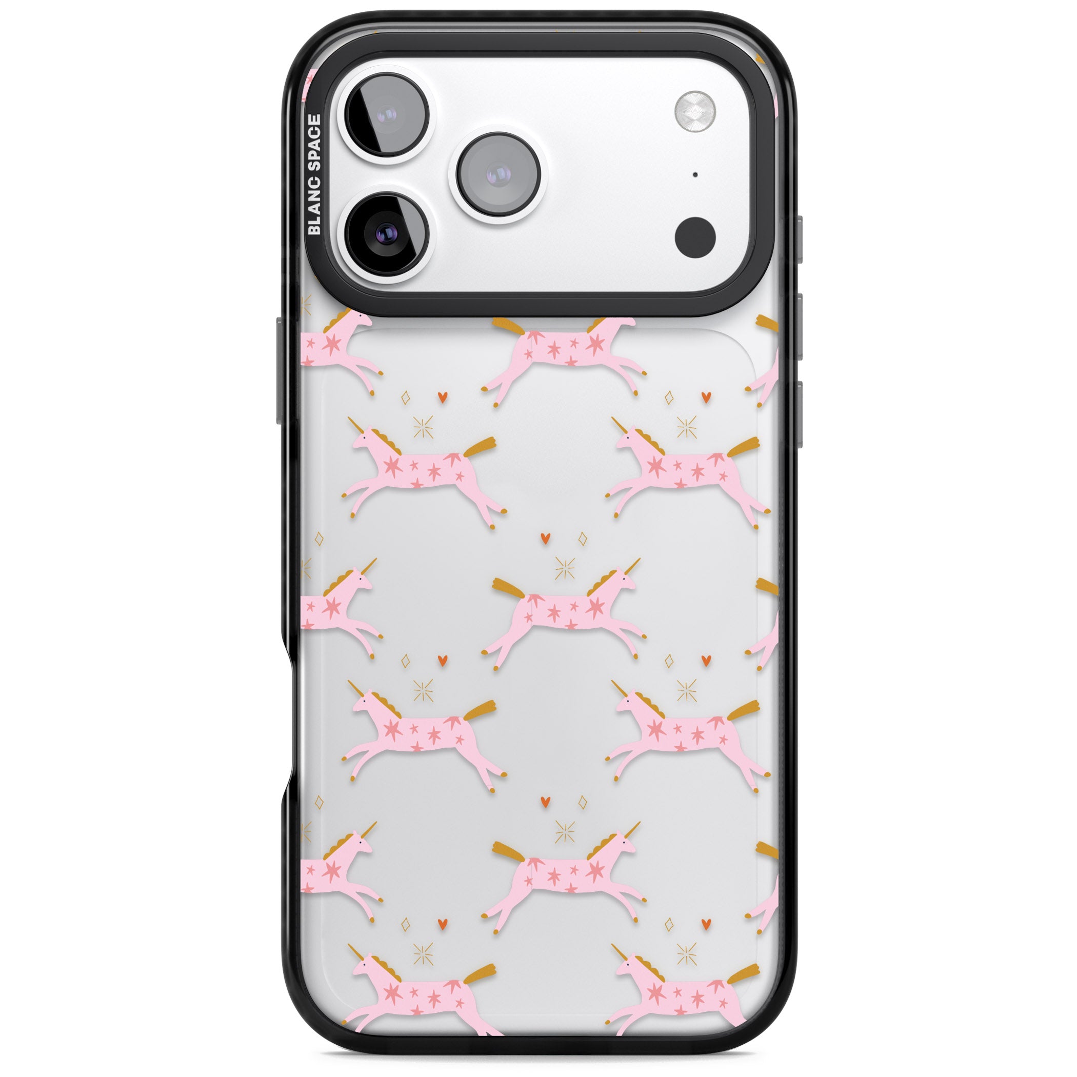 Pink Unicorn iPhone 17 Pro Impact Black Phone Case