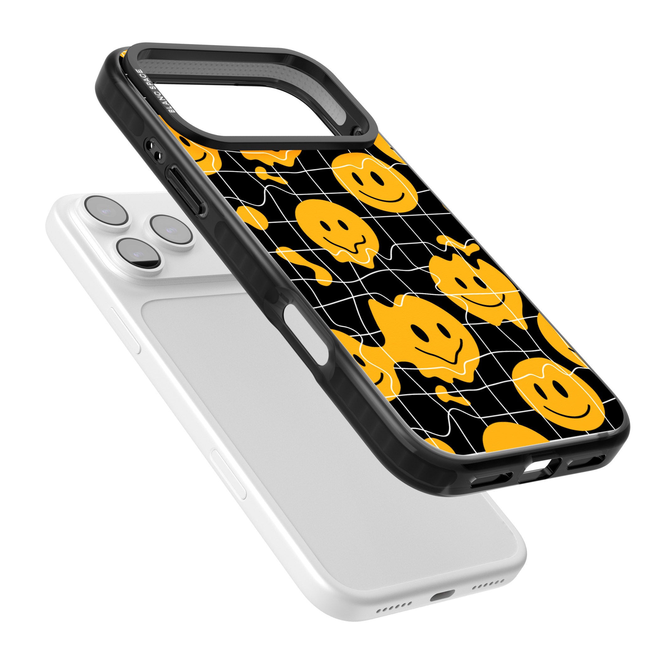 Acid Face Grid Pattern iPhone 17 Pro Impact Pro Black Phone Case Colours