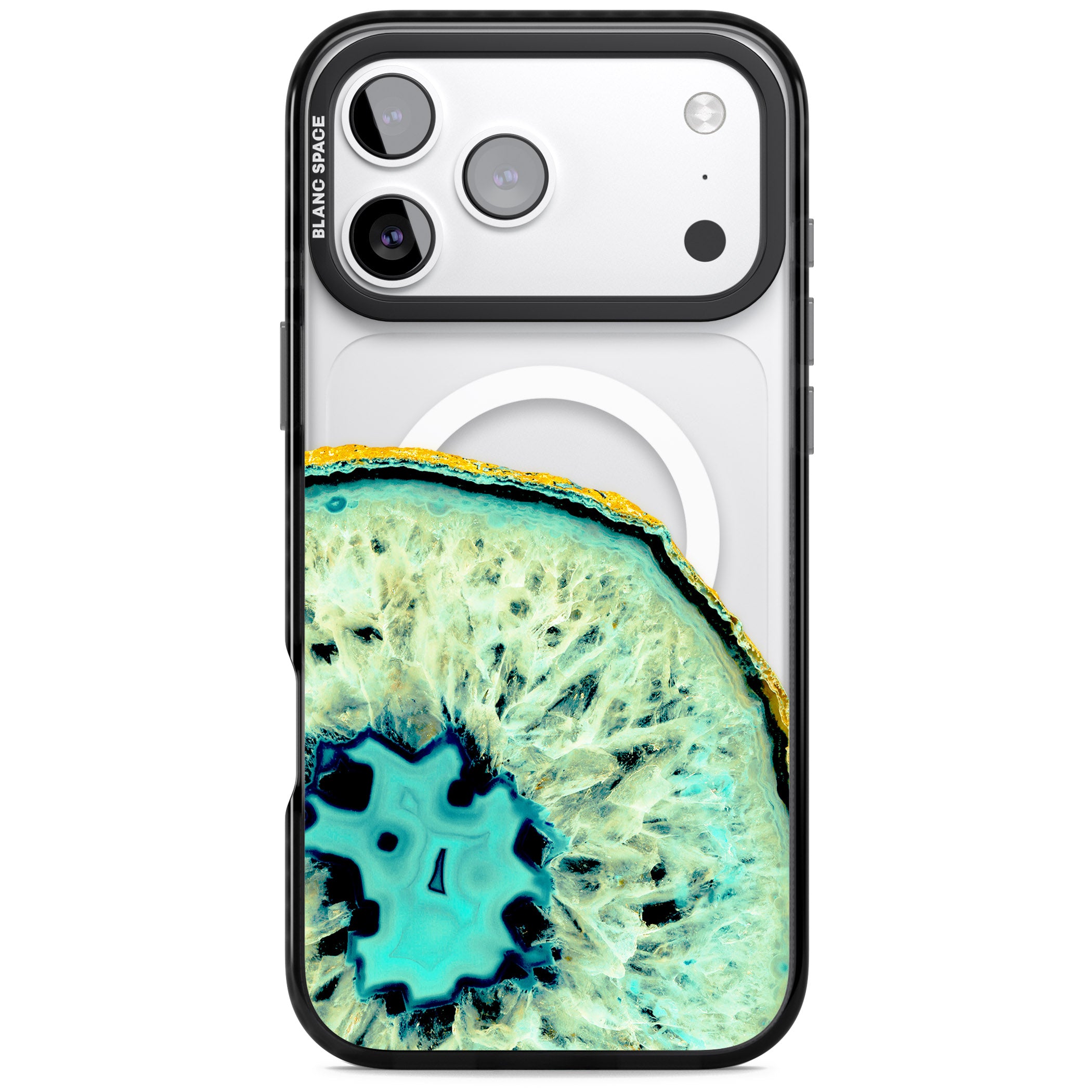 Turquoise Geode Crystal iPhone 17 Pro Impact Pro Black Phone Case