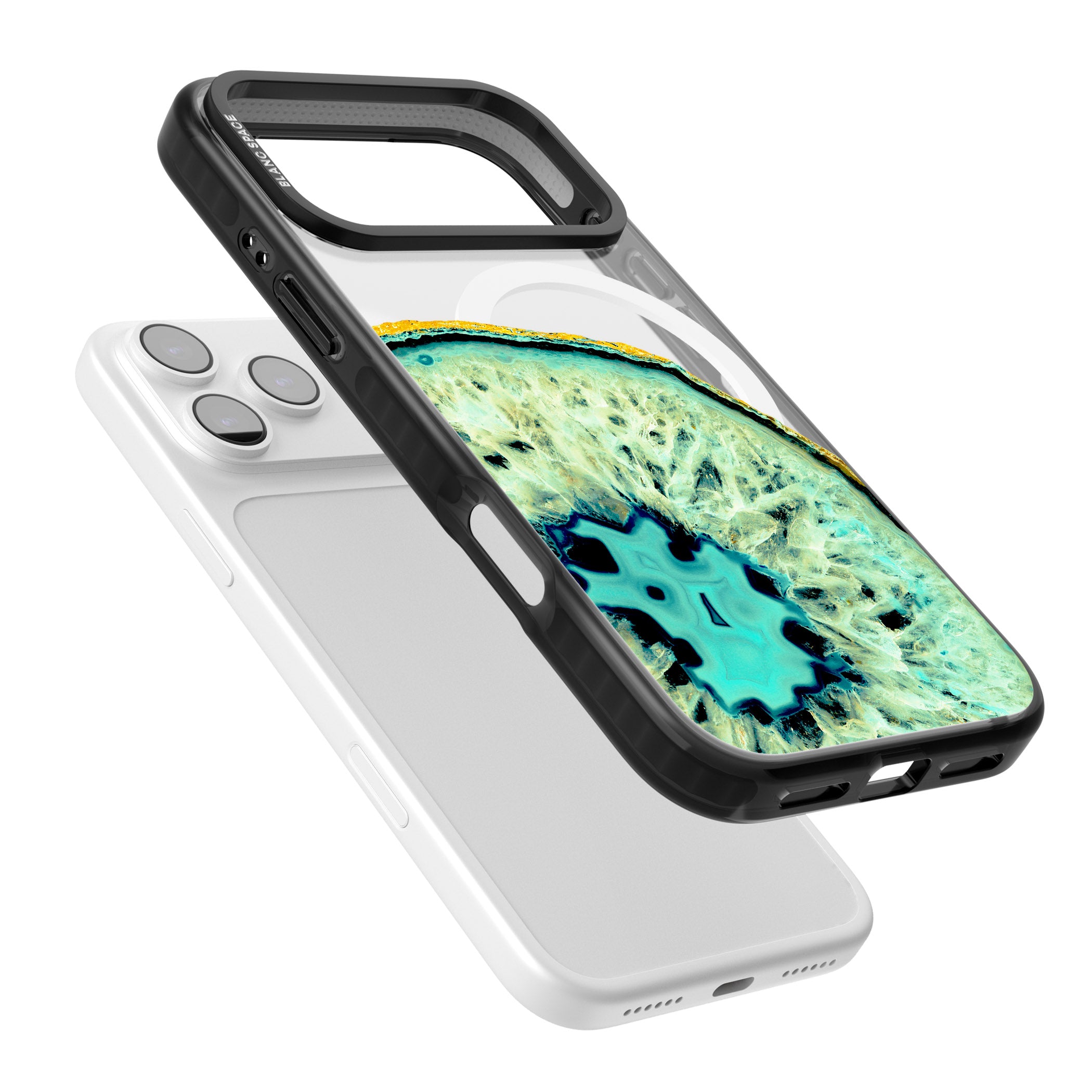 Turquoise Geode Crystal iPhone 17 Pro Impact Pro Black Phone Case Colours