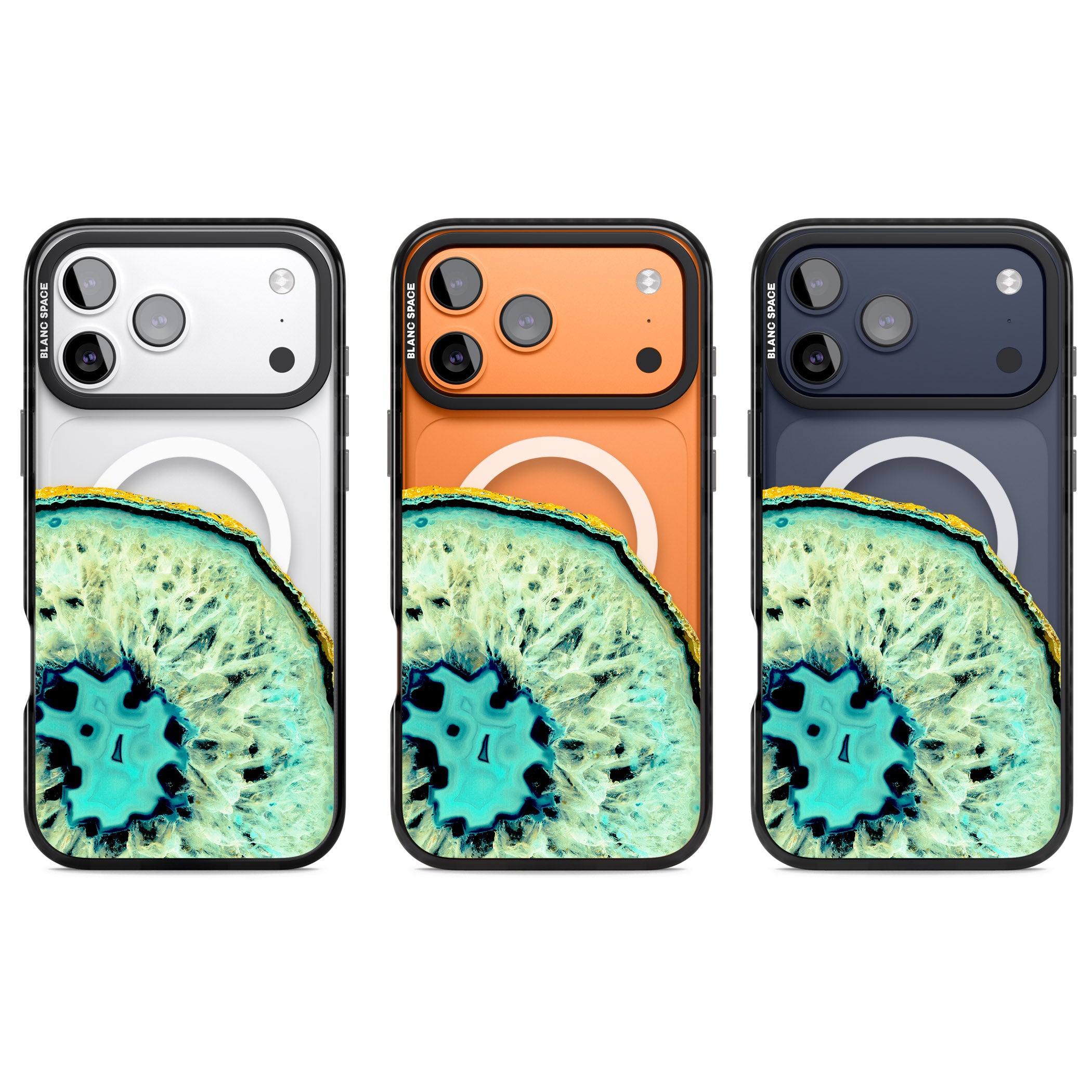 Turquoise Geode Crystal iPhone 17 Pro Impact Pro Black Phone Case APT Impact Protection