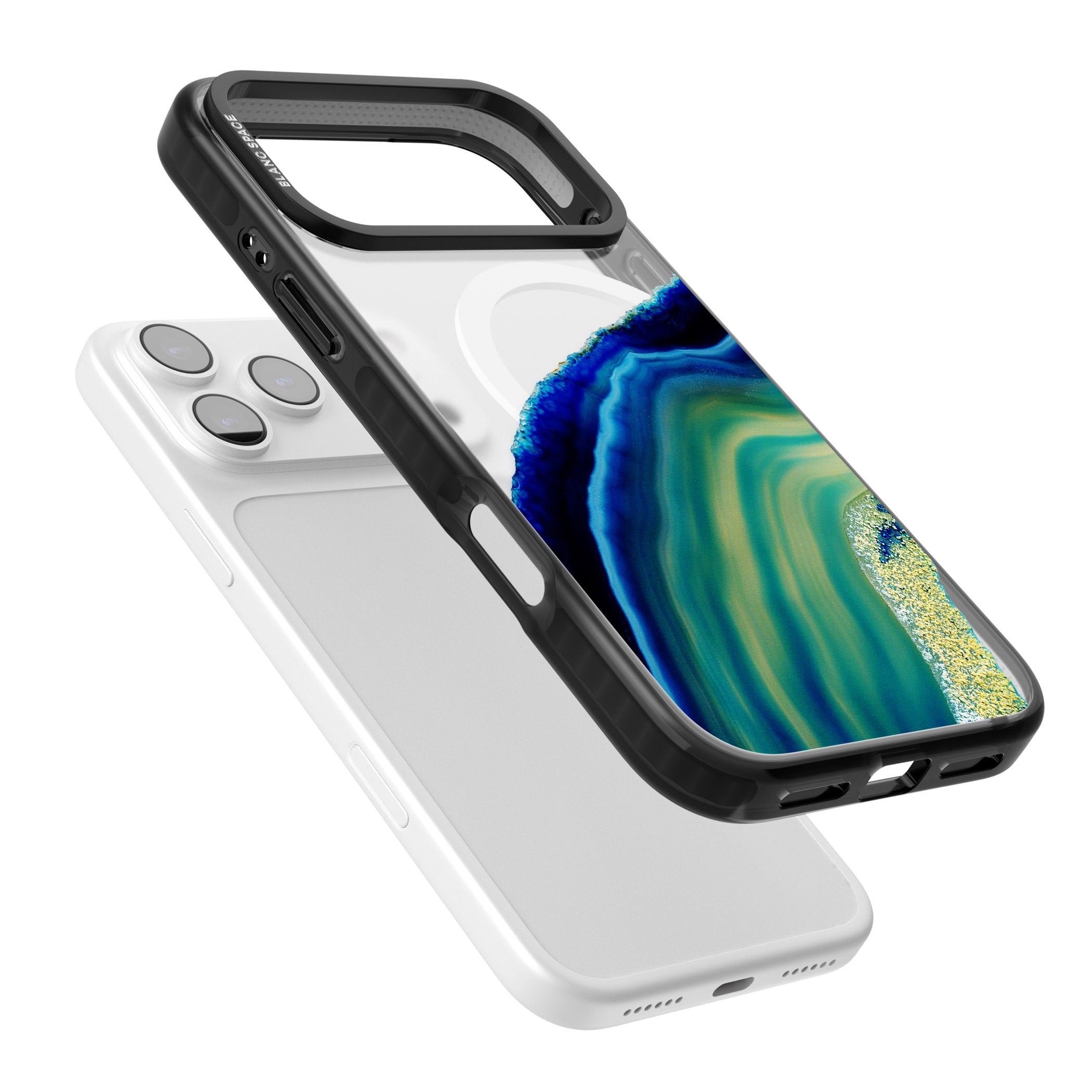 Green & Blue Emerald Geode iPhone 17 Pro Impact Pro Black Phone Case Colours