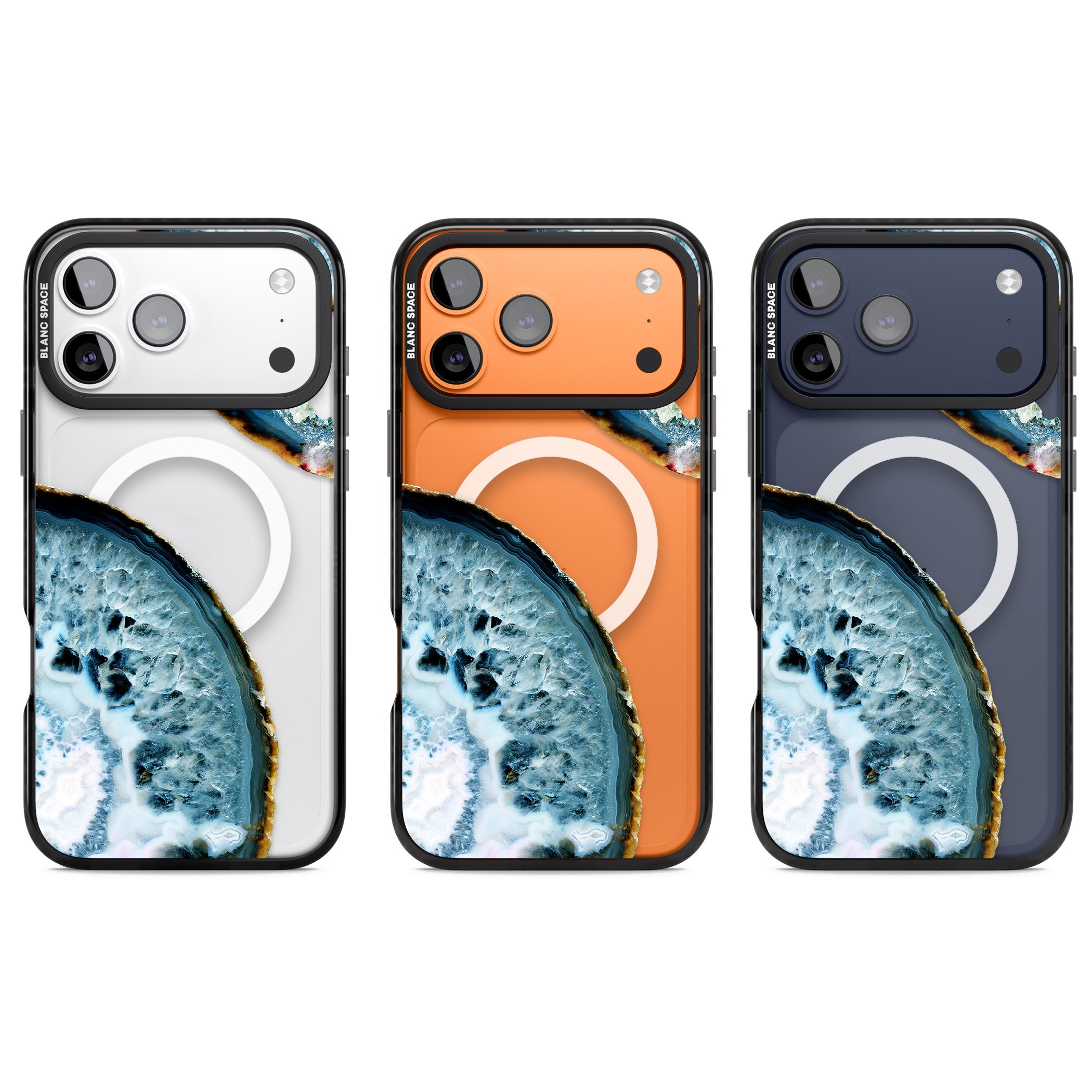 Blue Agate Slice iPhone 17 Pro Impact Pro Black Phone Case APT Impact Protection